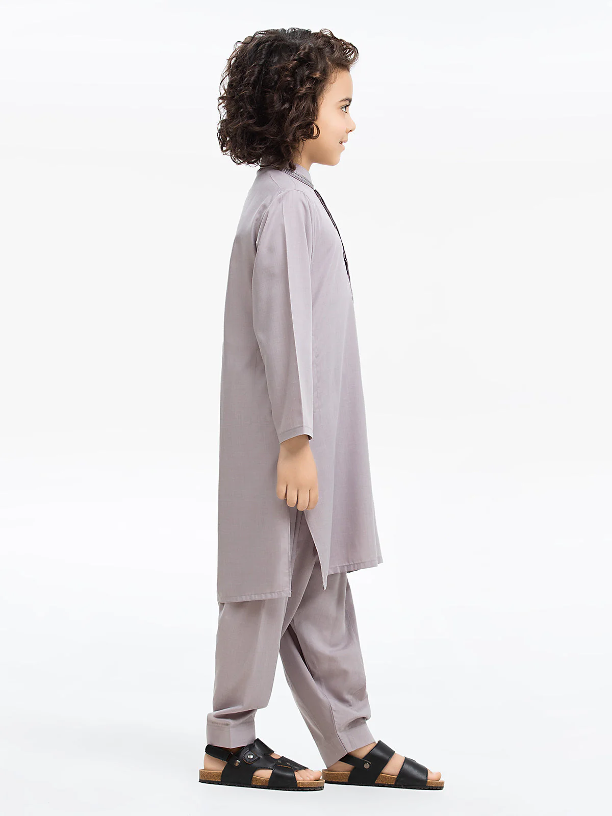Boy's Light Lavender Kurta Shalwar - EBTKS24-3942 - Image 3