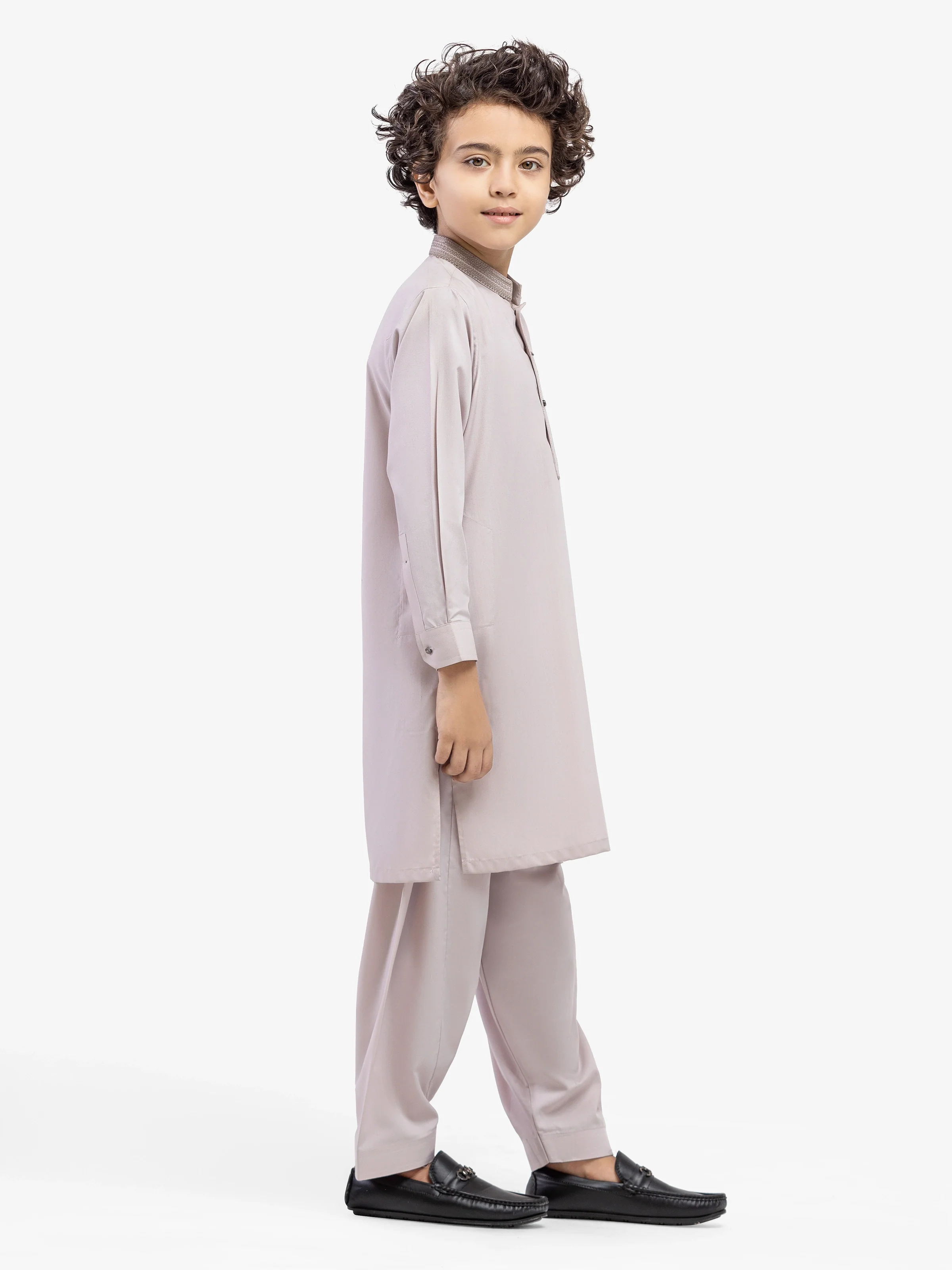 Boy's Light Mauve Kurta Shalwar - EBTKS5-4036 - Image 4