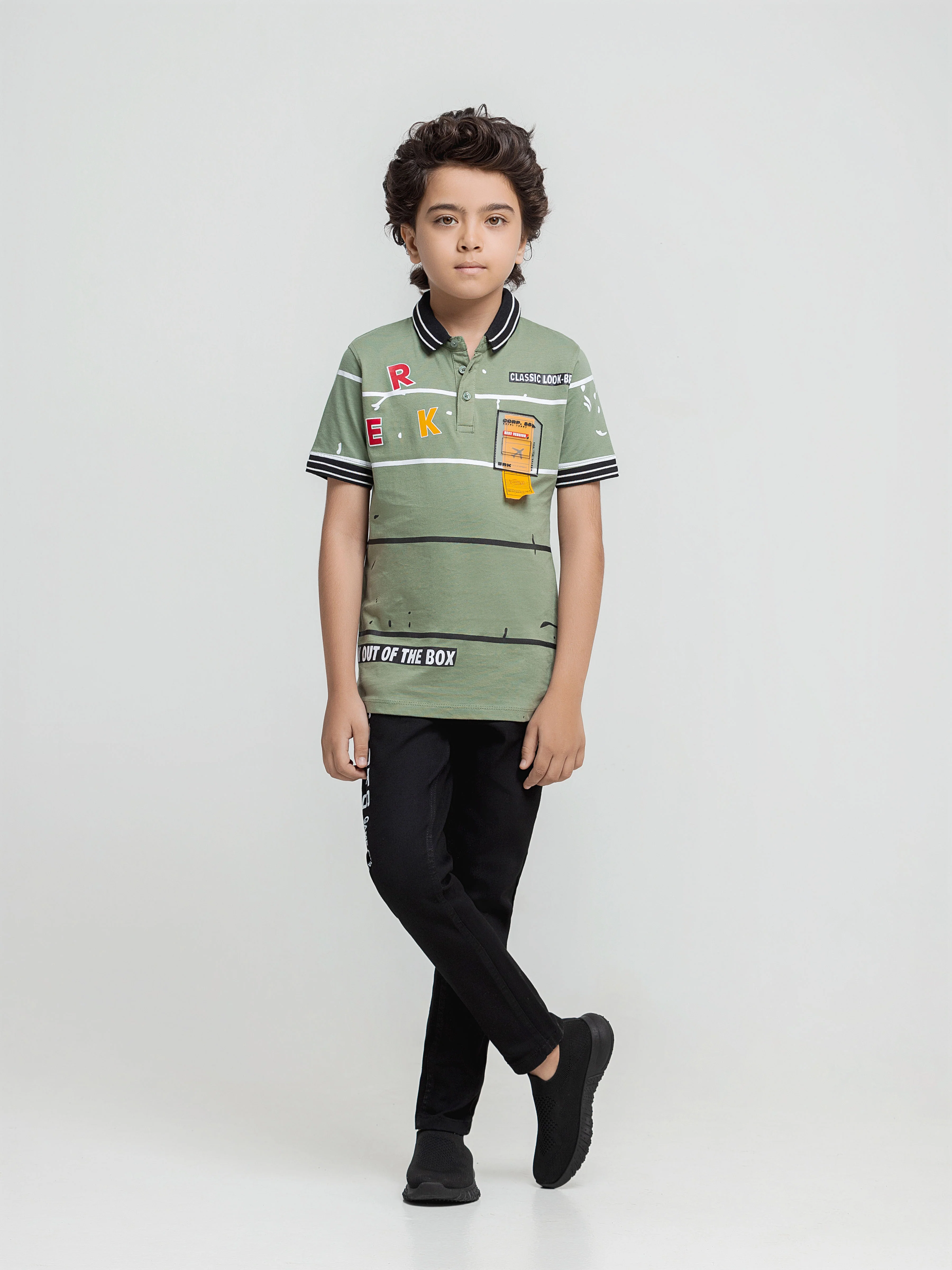 Boy's Light Olive Polo Shirt - EBTPS6-009 - Image 2