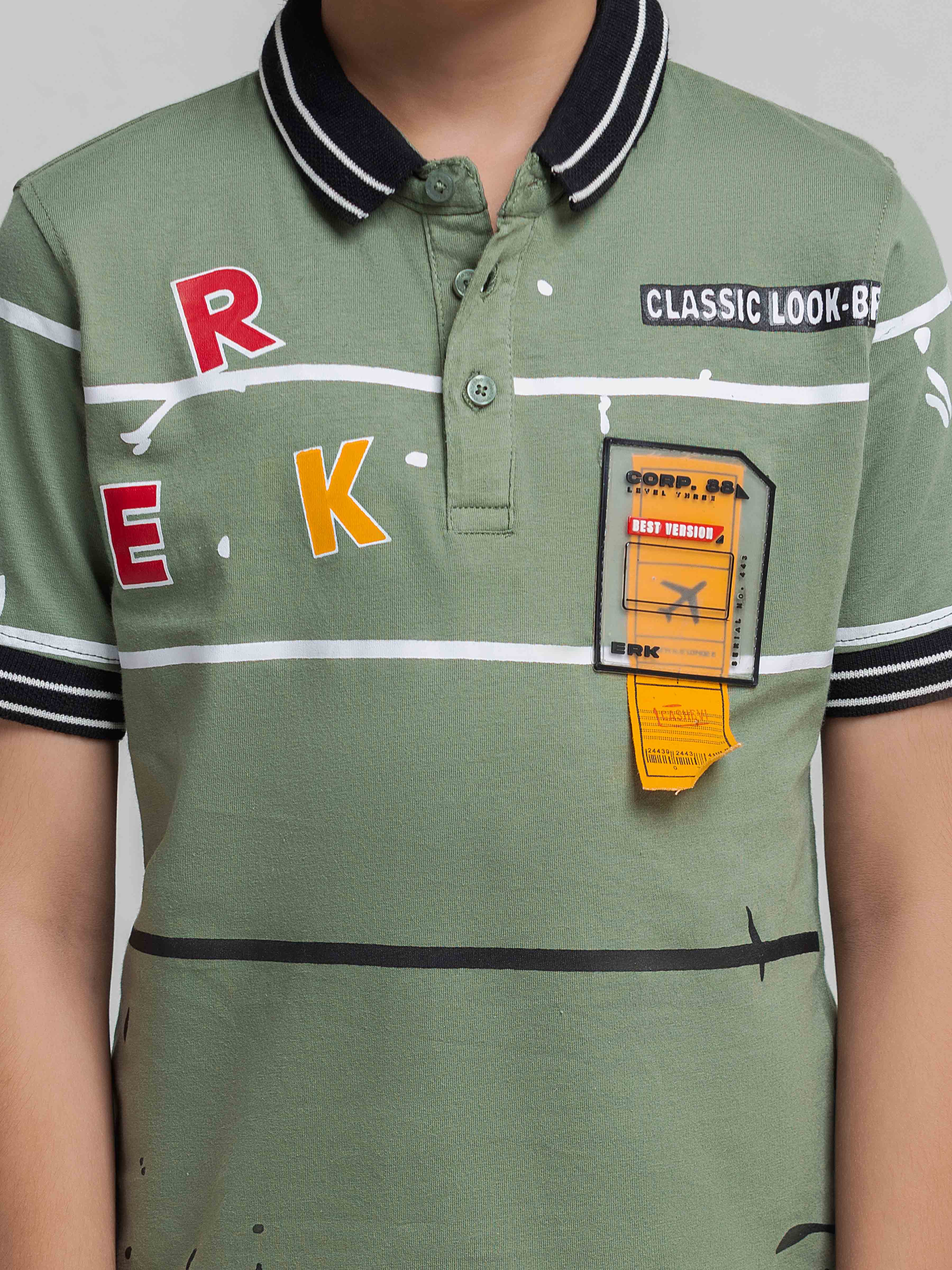 Boy's Light Olive Polo Shirt - EBTPS6-009 - Image 3