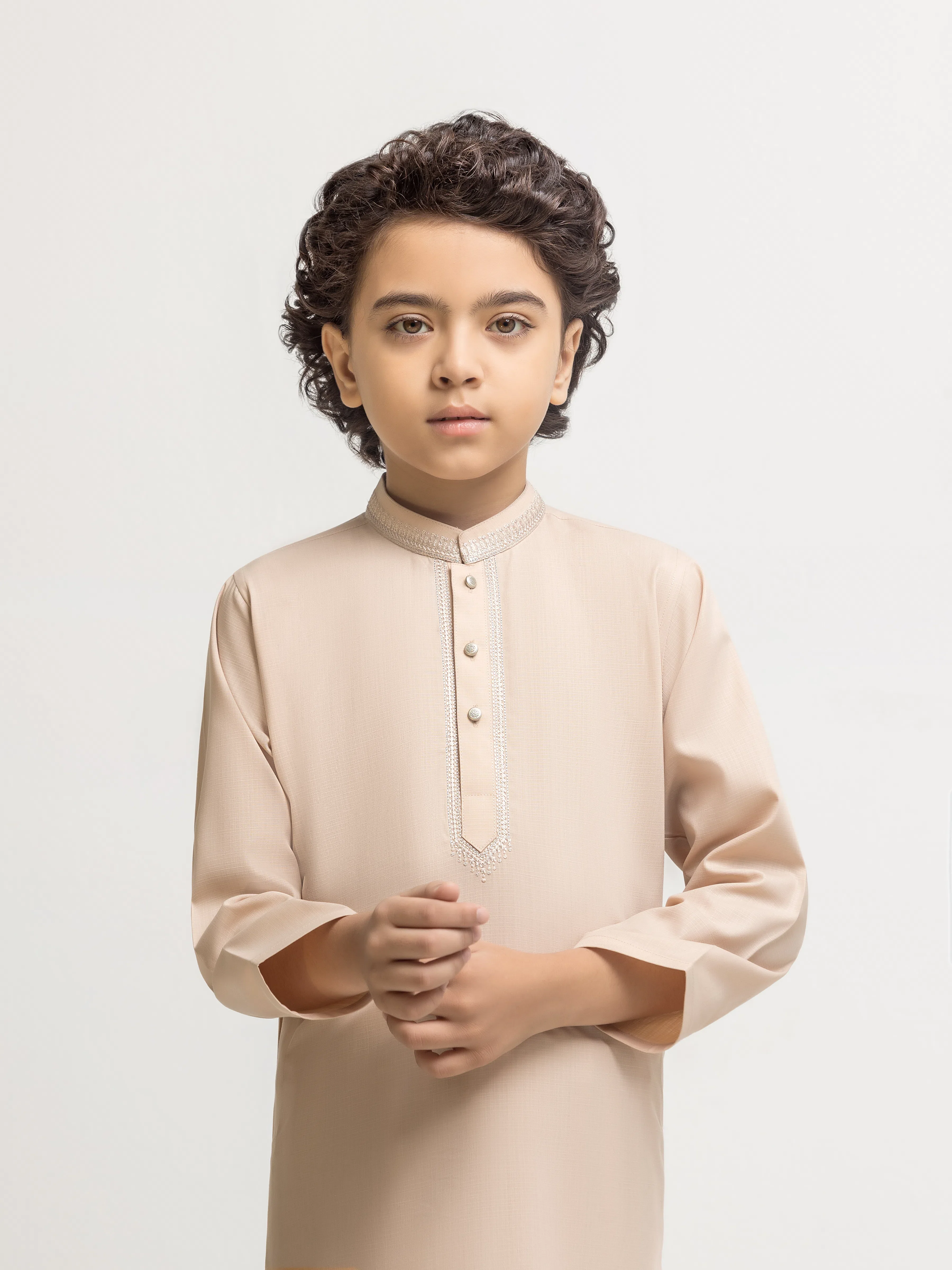 Boy's Light Peach Kurta Shalwar - EBTKS5-4078 - Image 2