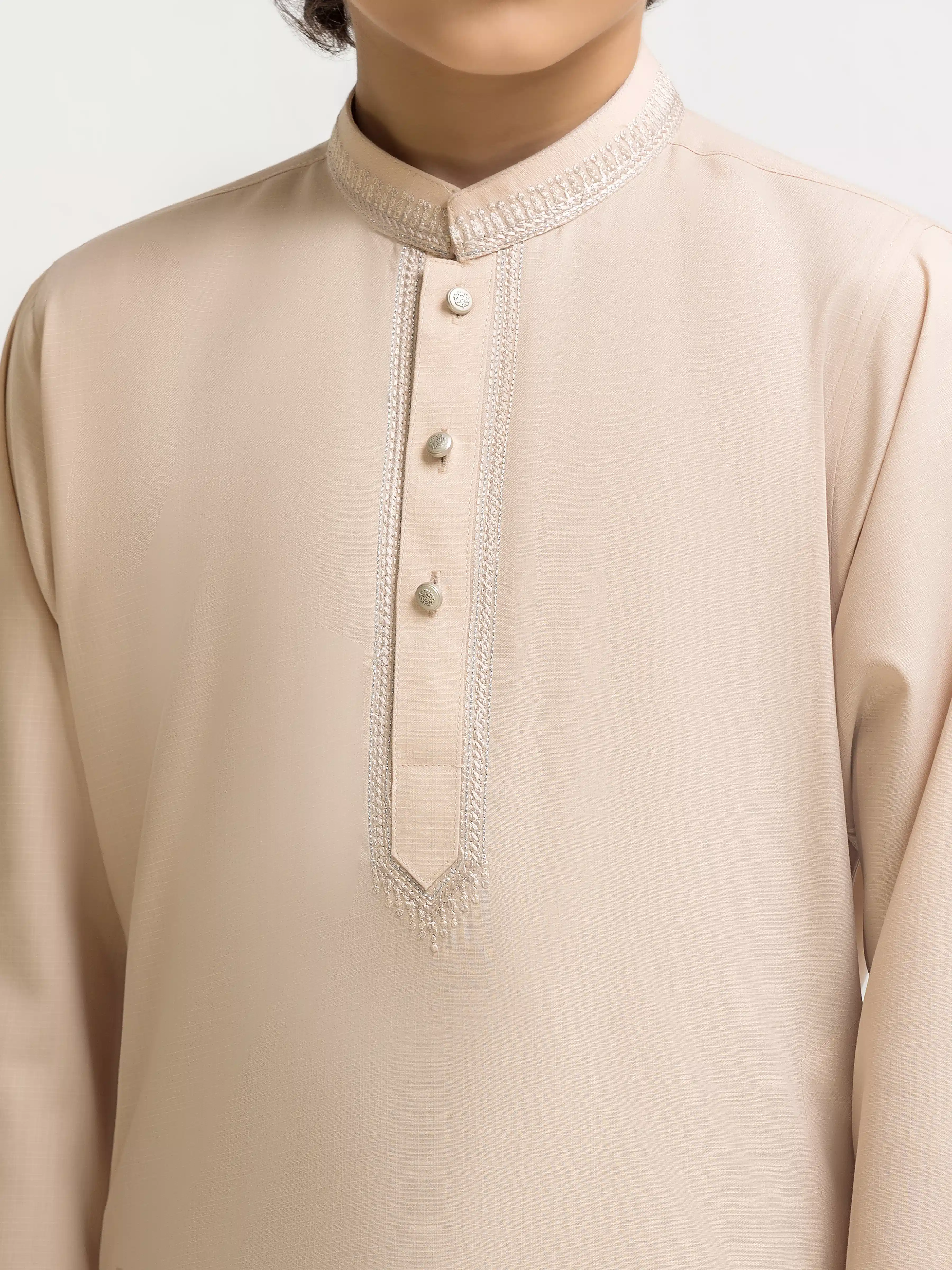 Boy's Light Peach Kurta Shalwar - EBTKS5-4078 - Image 3