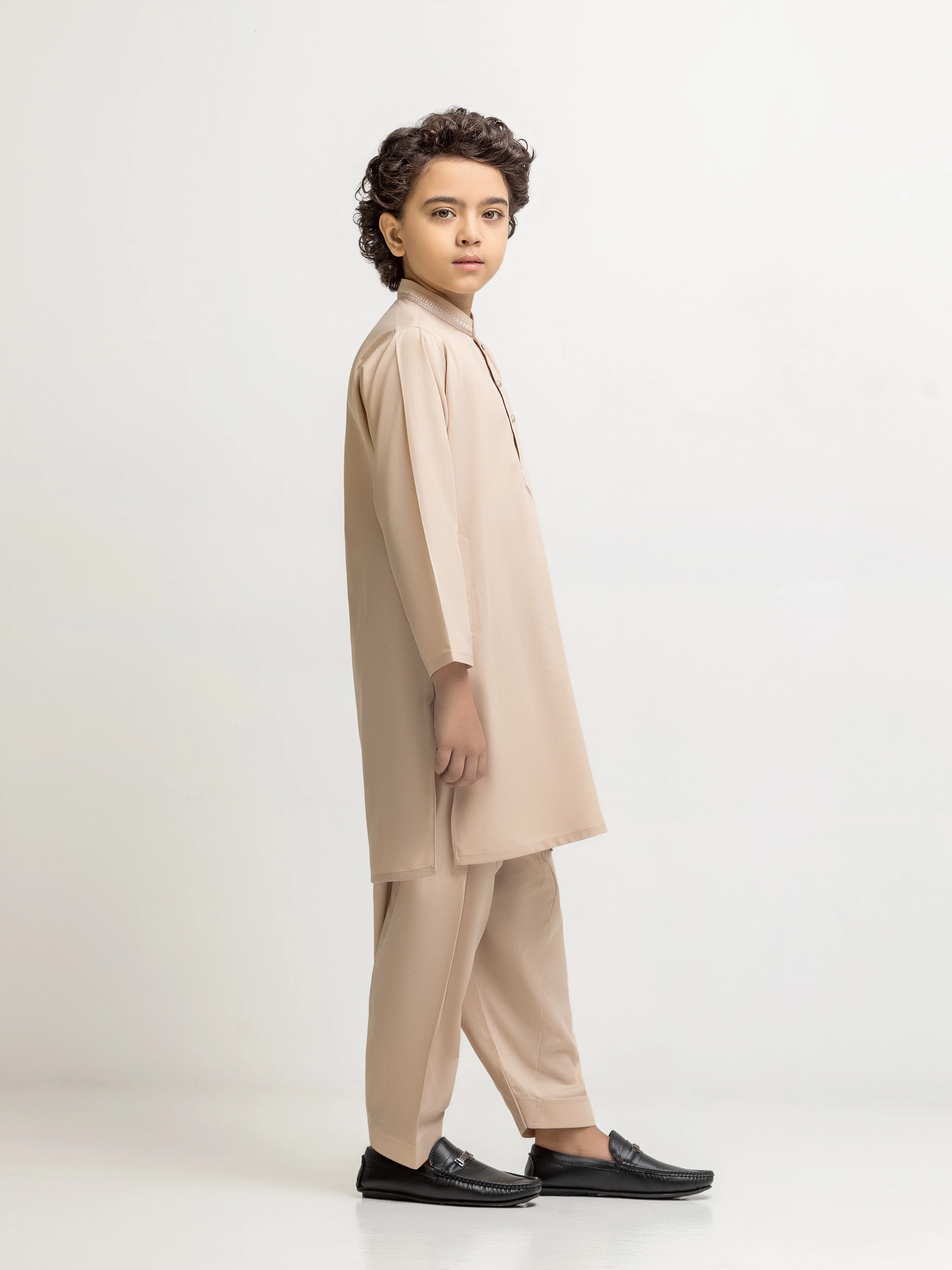 Boy's Light Peach Kurta Shalwar - EBTKS5-4078 - Image 4
