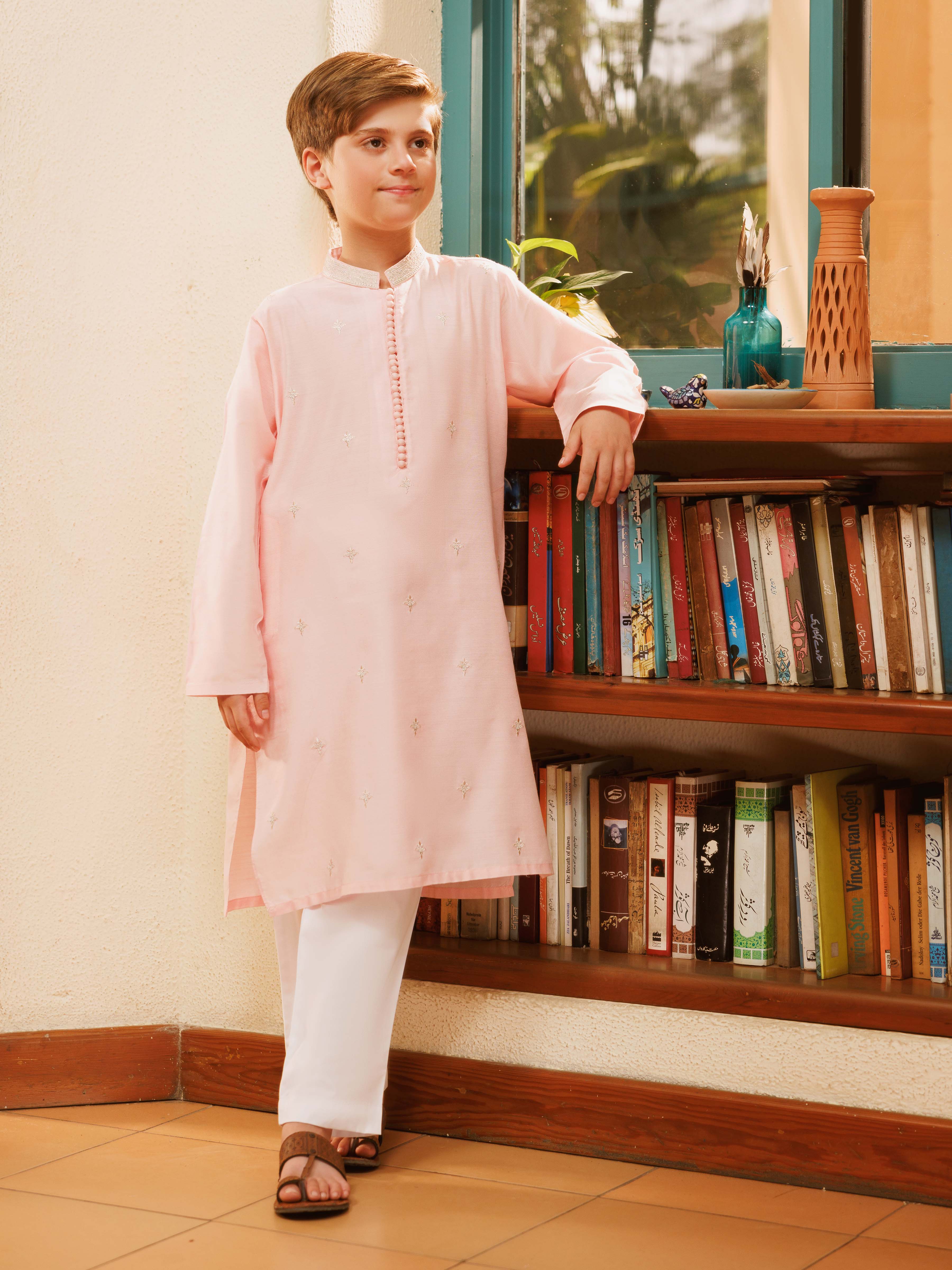 Boy's Light Pink Kurta - EBTKC5-025