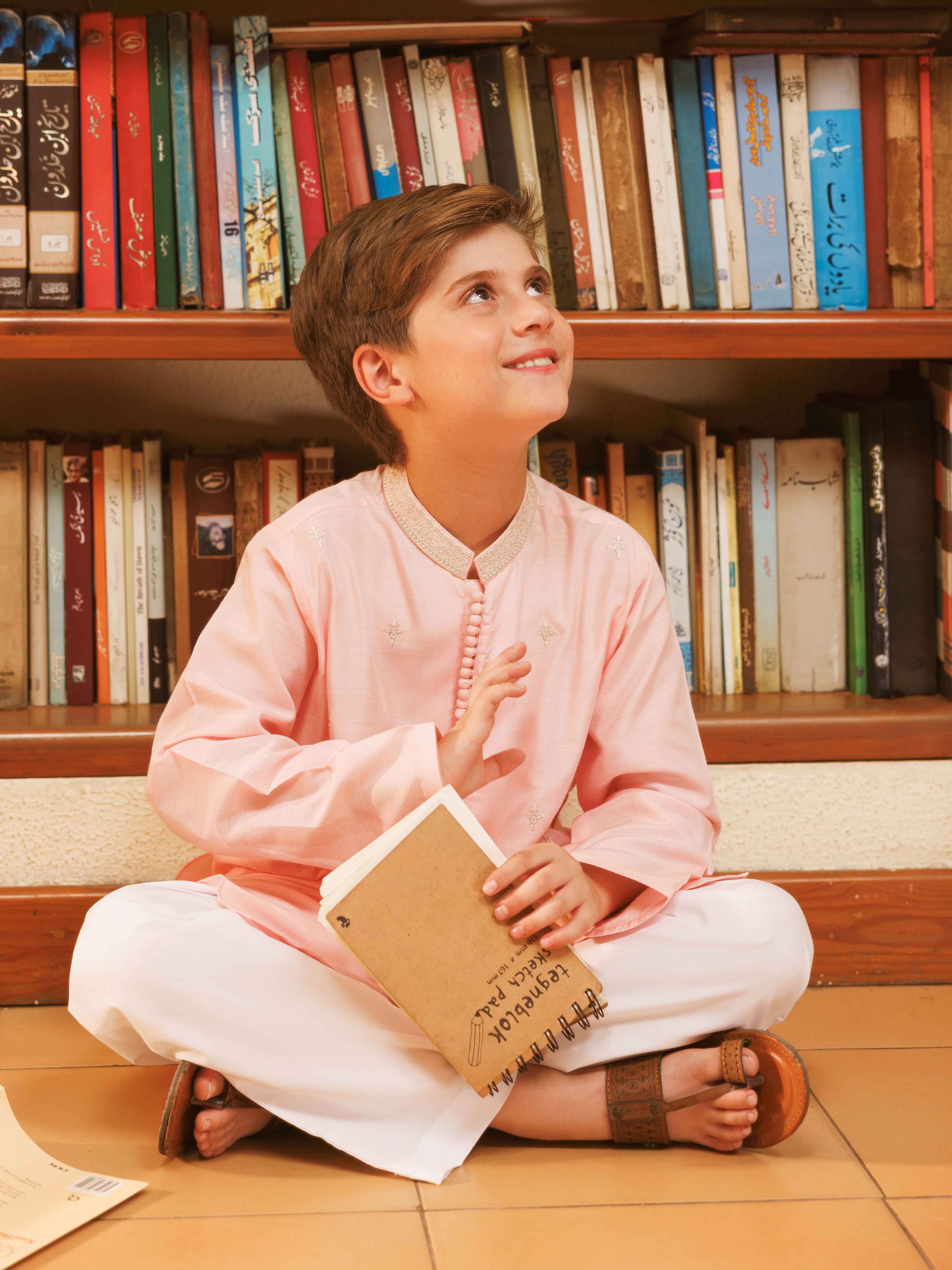 Boy's Light Pink Kurta - EBTKC5-025 - Image 5