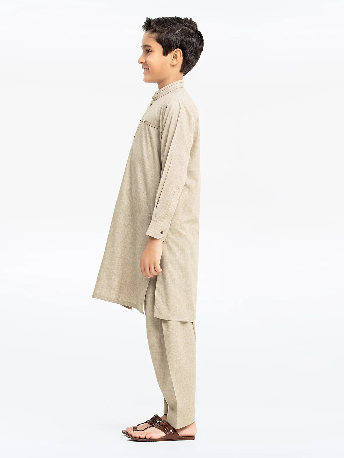 Boy's Light Sage Kurta Shalwar - EBTKS24-3912 - Image 3