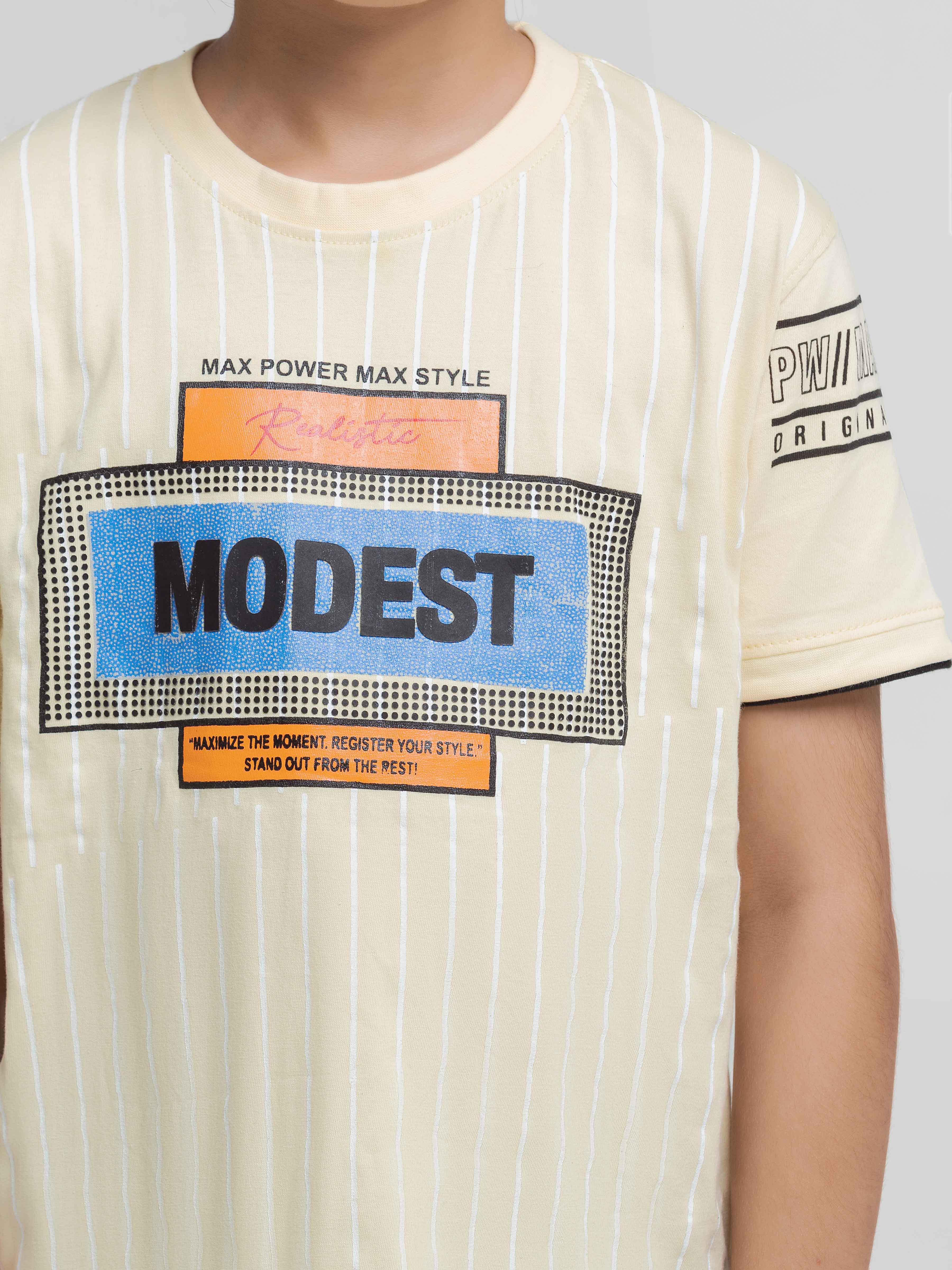 Boy's Light Yellow T-Shirt - EBTTS6-029 - Image 3