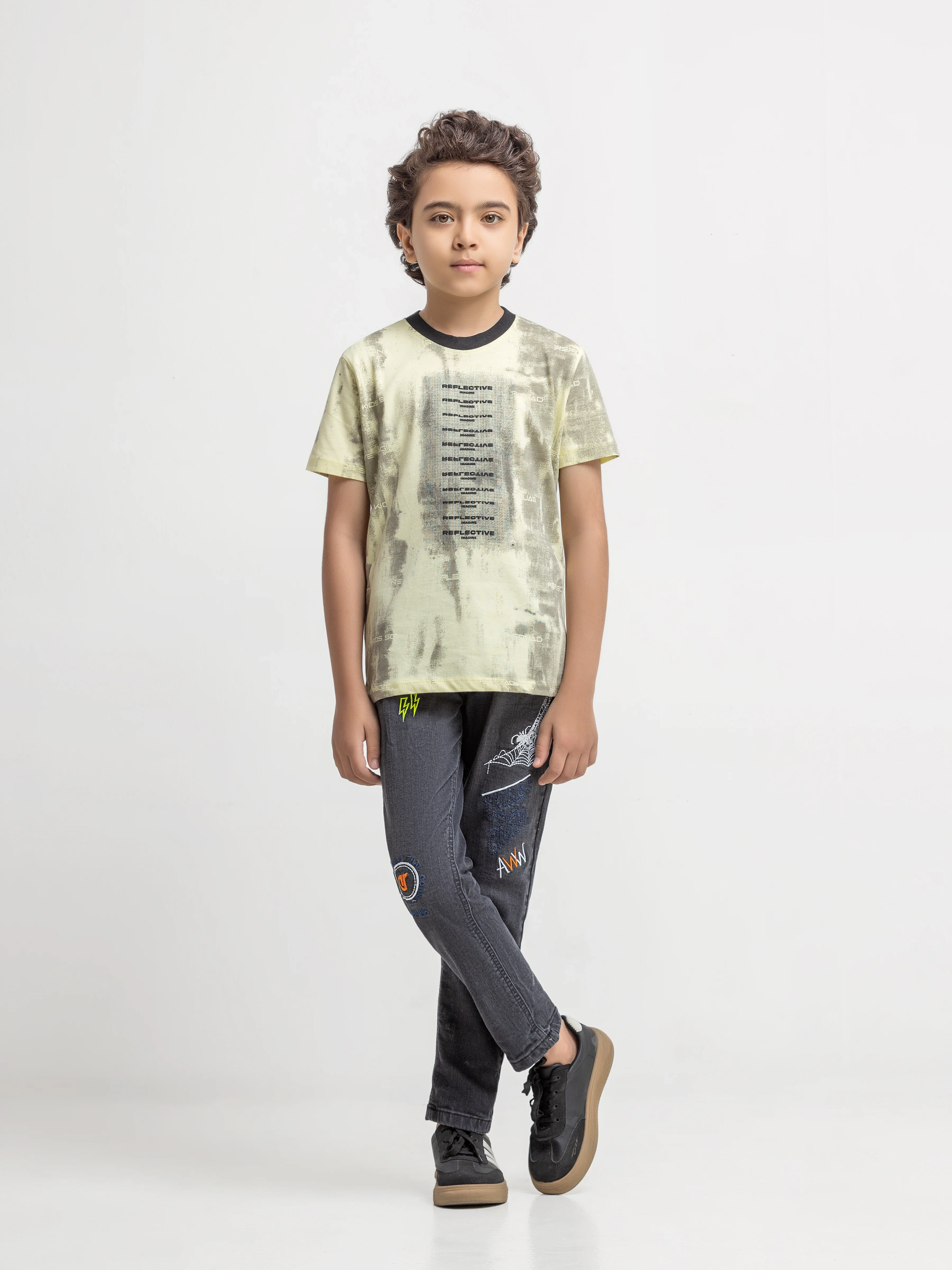 Boy's Light Yellow T-Shirt - EBTTS6-043 - Image 2