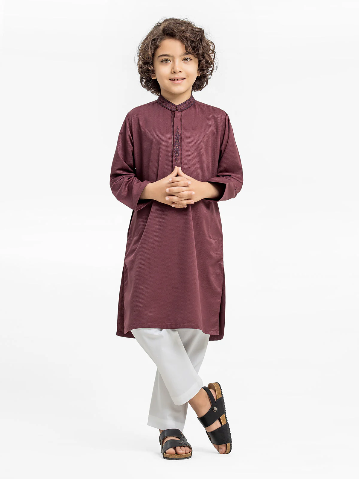 Boy's Maroon Kurta - EBTK24-3962