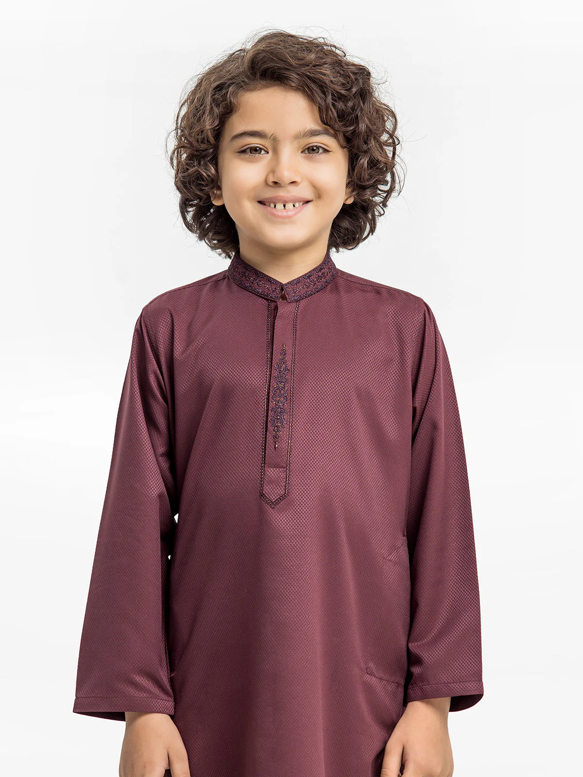 Boy's Maroon Kurta - EBTK24-3962 - Image 2