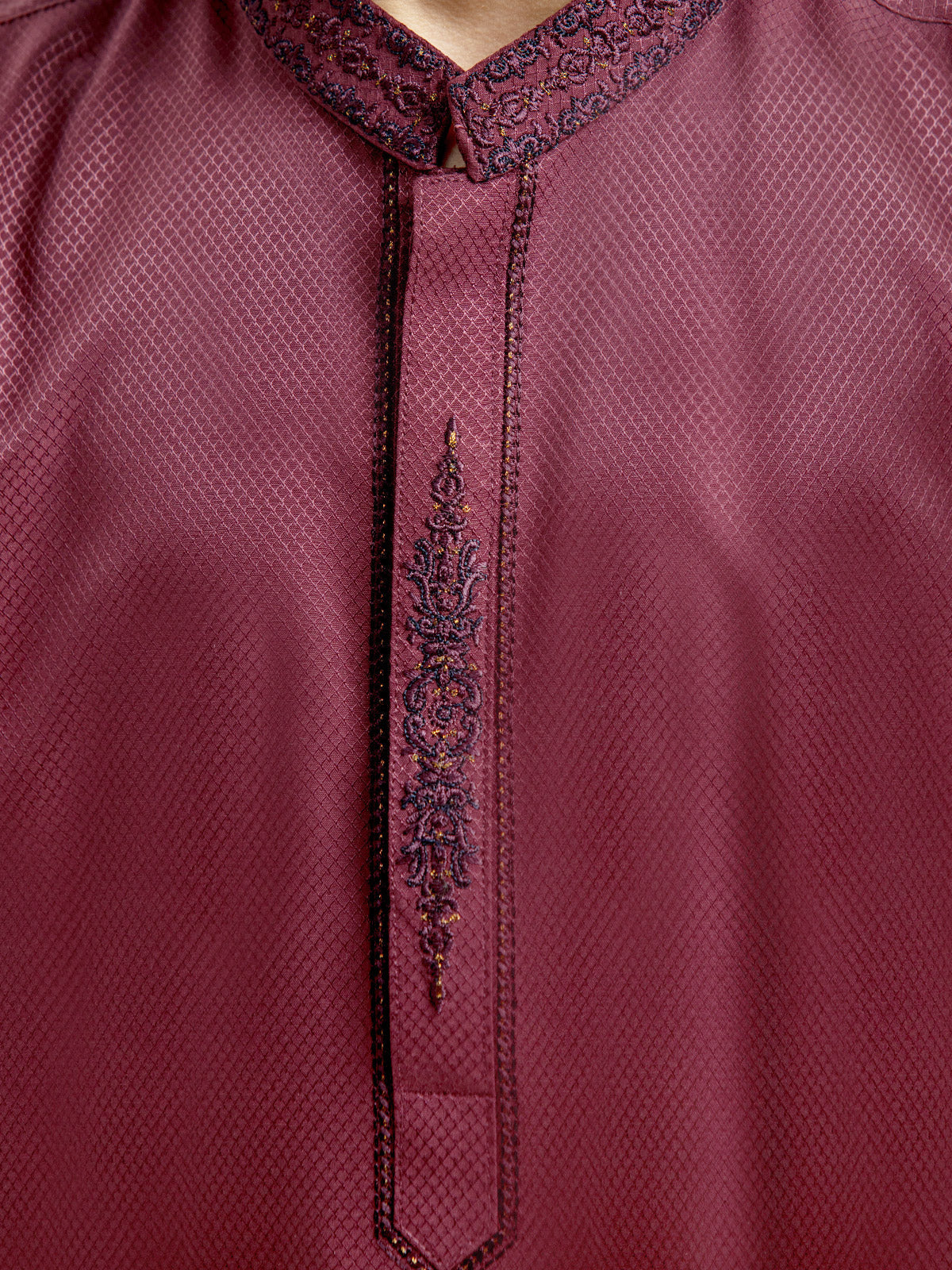 Boy's Maroon Kurta - EBTK24-3962 - Image 4