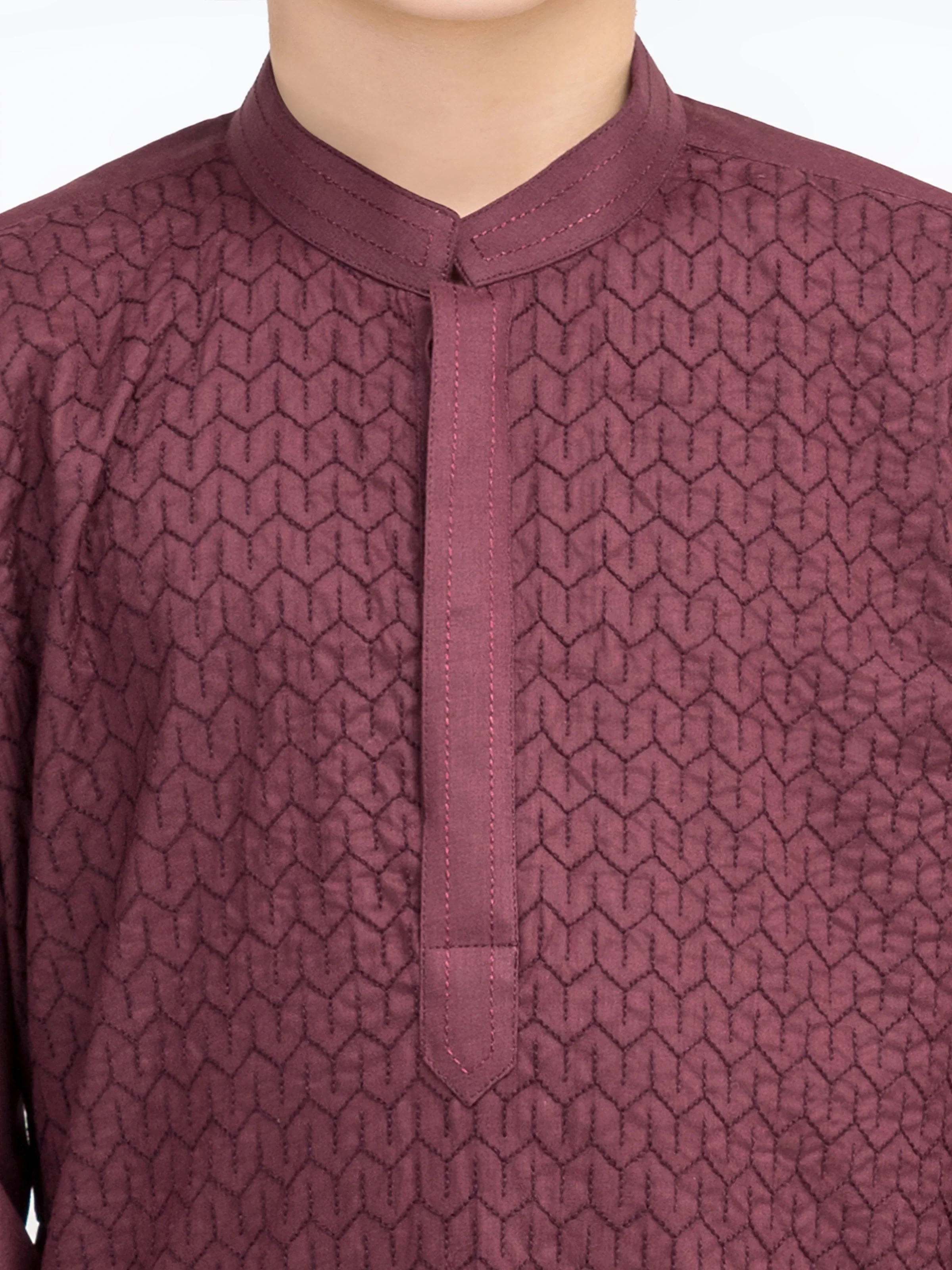 Boy's Maroon Kurta - EBTK25-3997 - Image 3