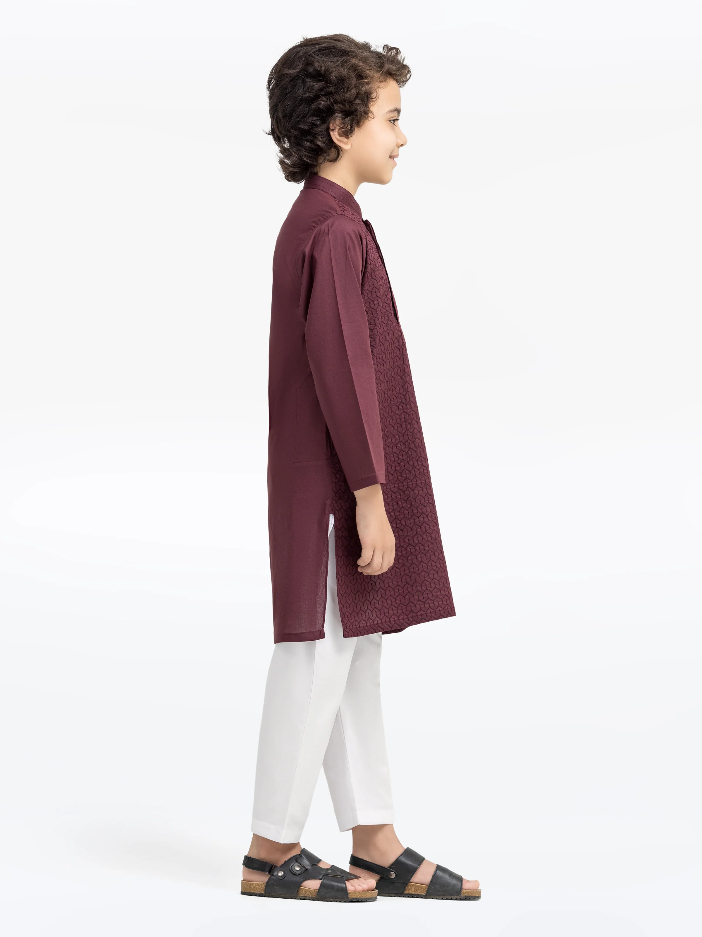 Boy's Maroon Kurta - EBTK25-3997 - Image 4