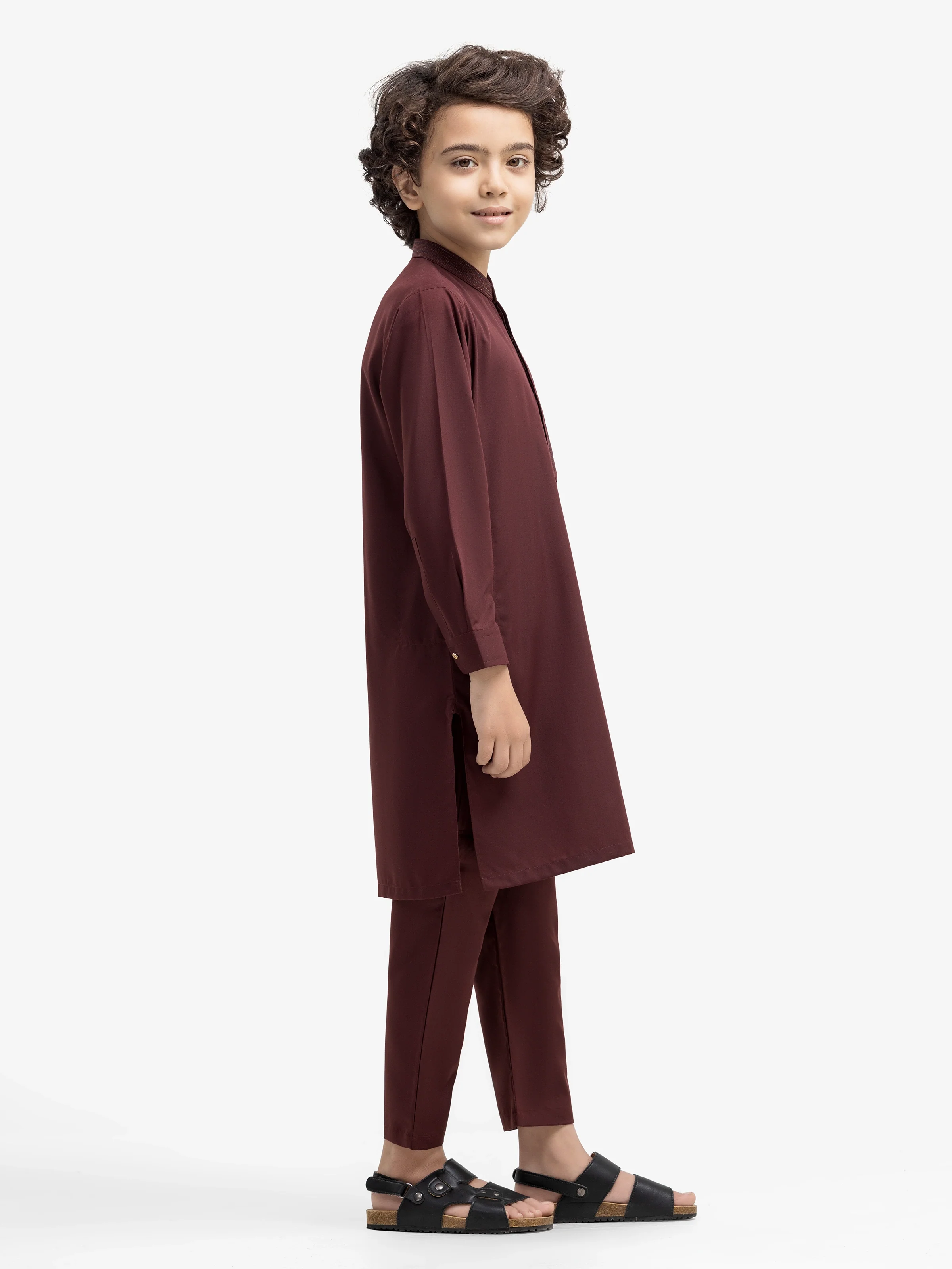 Boy's Maroon Kurta Pajama - EBTKP5-017 - Image 4