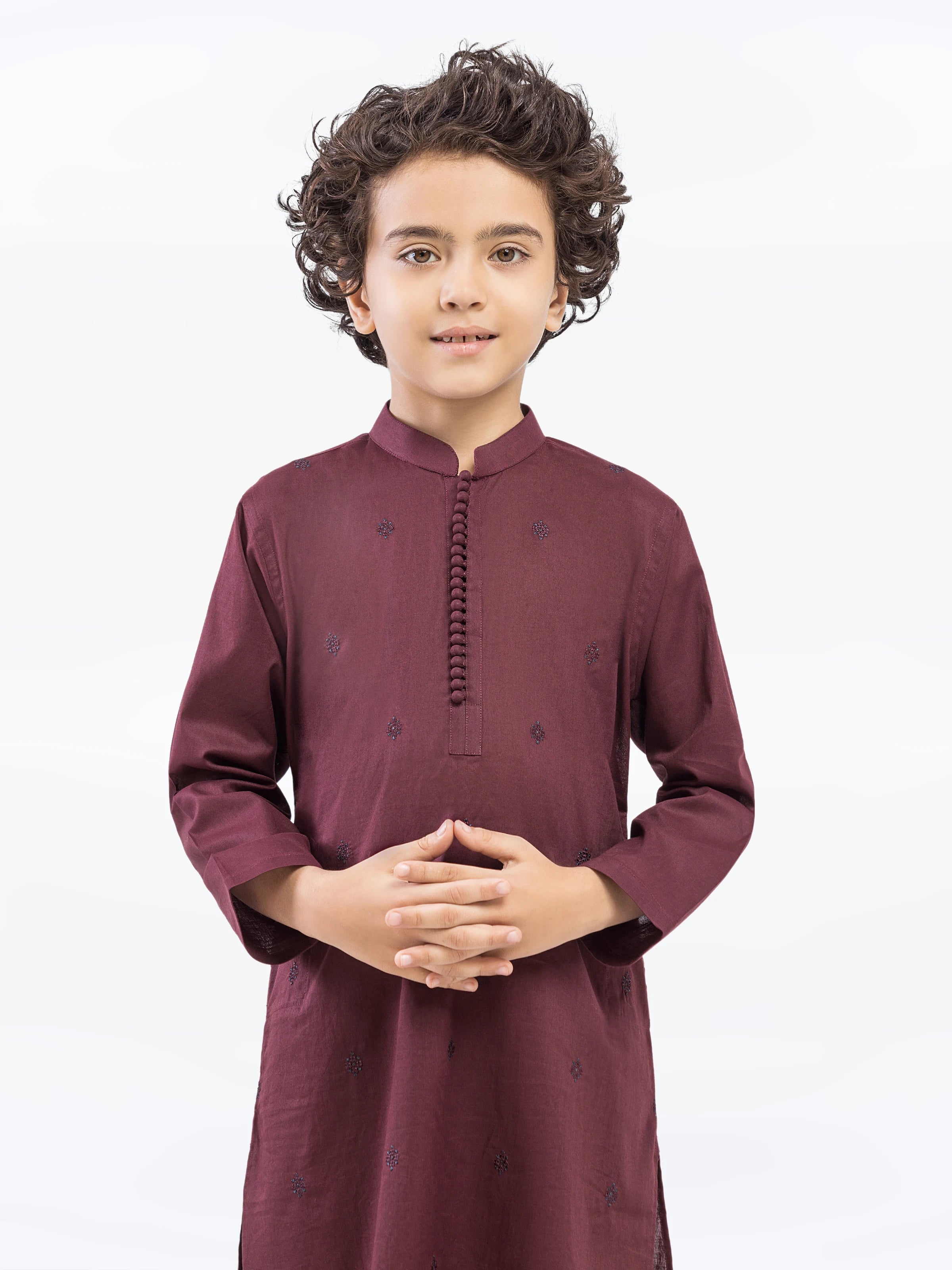 Boy's Maroon Kurta Pajama - EBTKP5-023 - Image 2