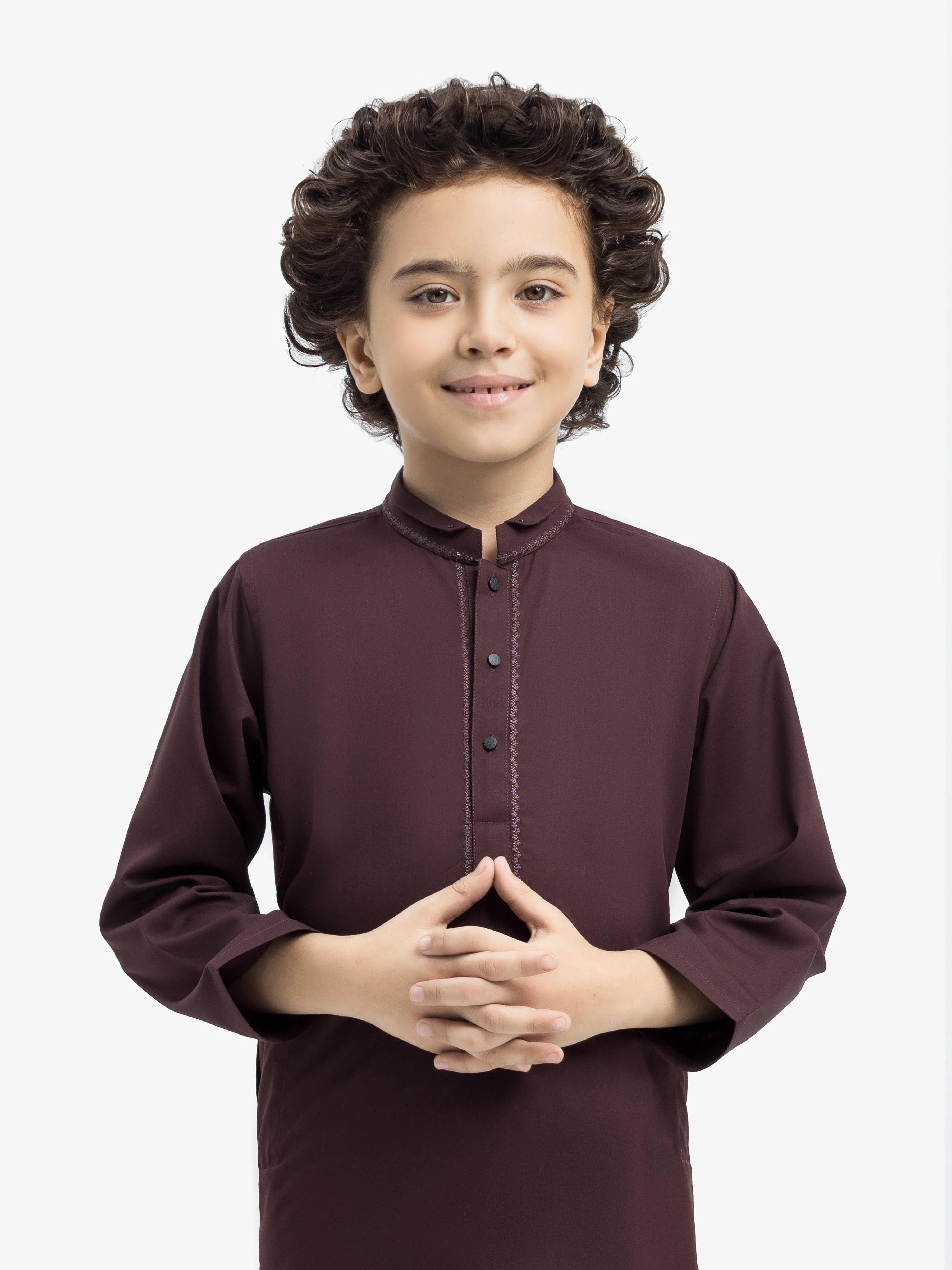 Boy's Maroon Kurta Shalwar - EBTKS24-3975 - Image 2