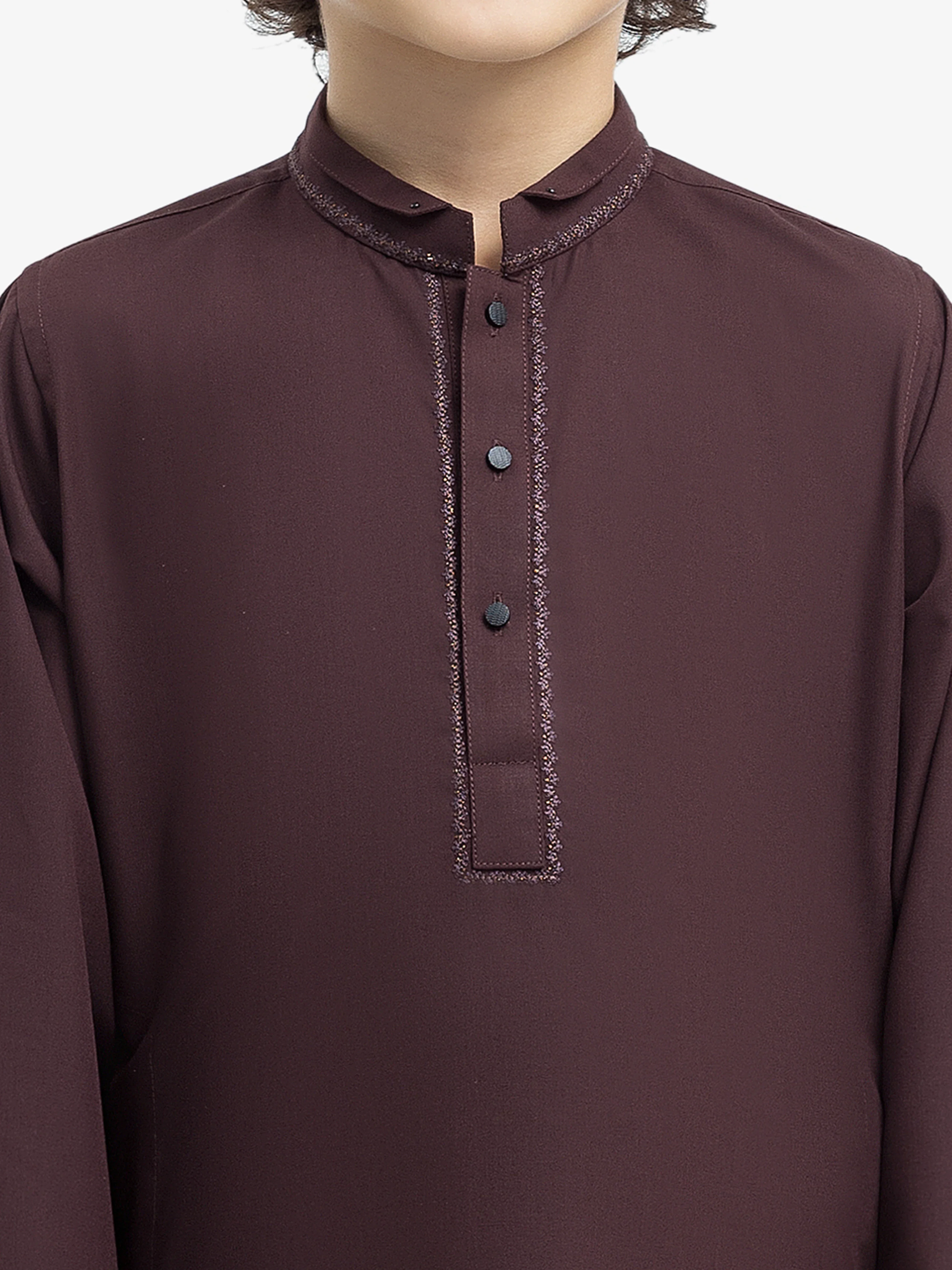 Boy's Maroon Kurta Shalwar - EBTKS24-3975 - Image 3