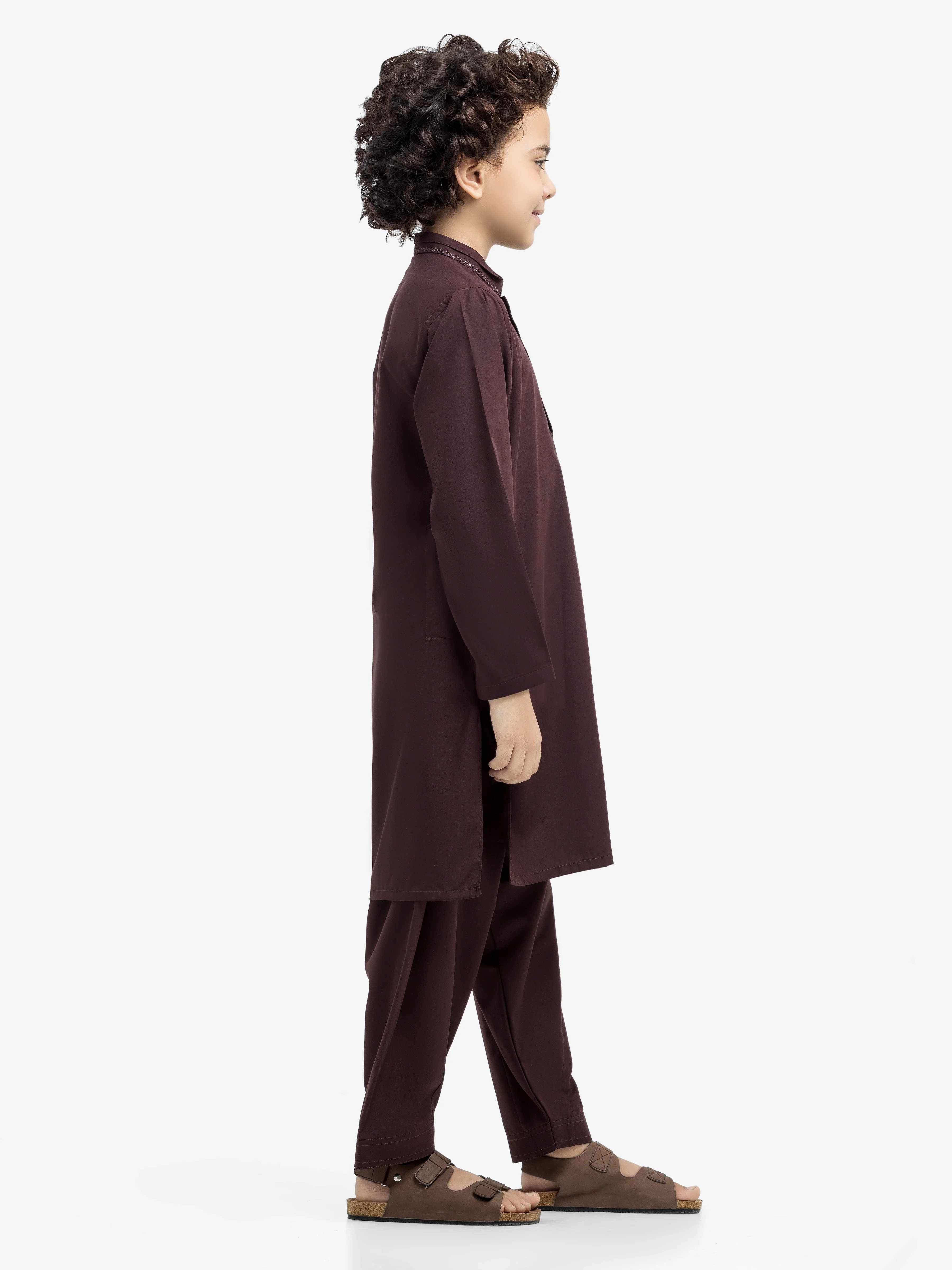 Boy's Maroon Kurta Shalwar - EBTKS24-3975 - Image 4