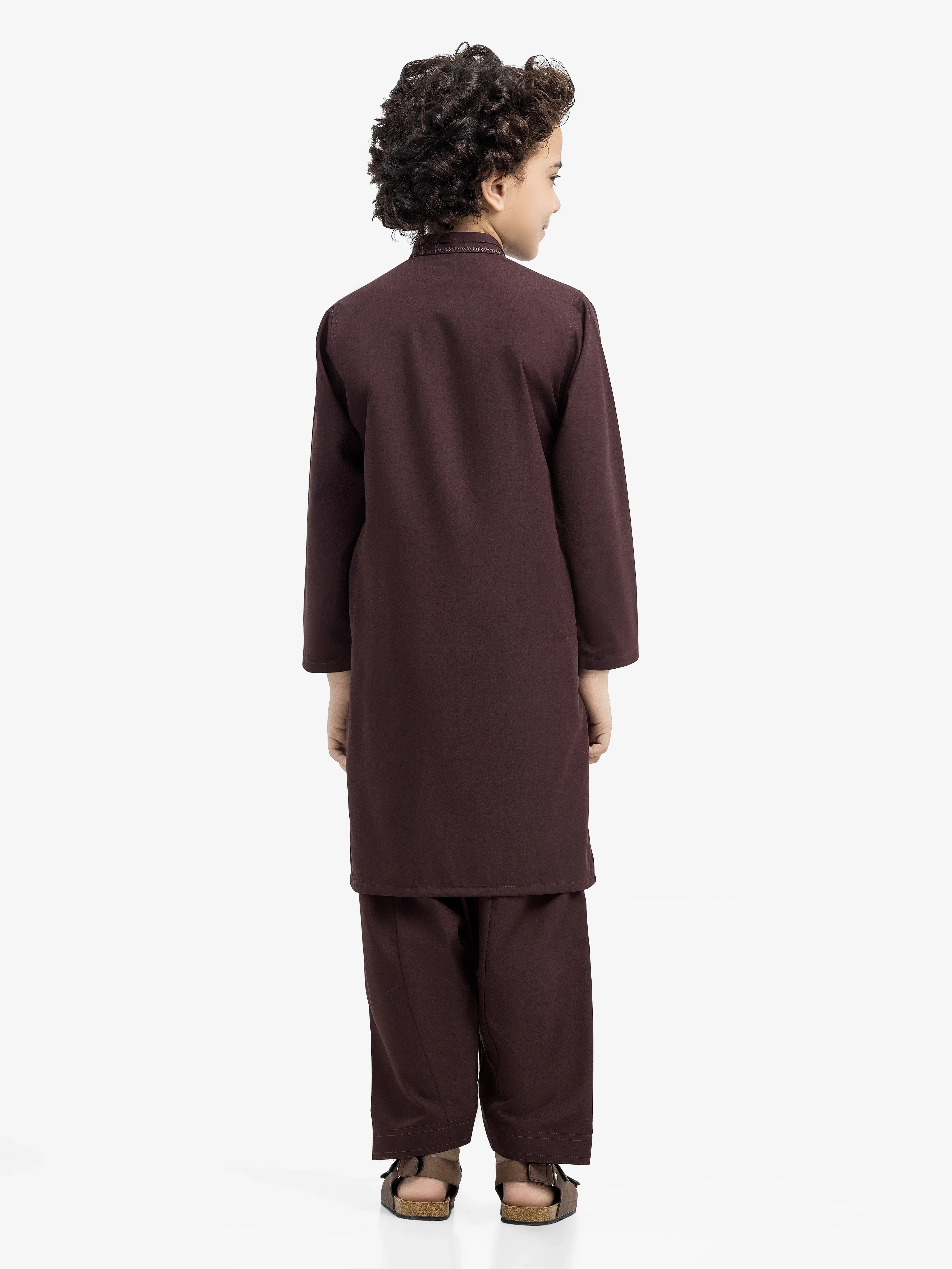 Boy's Maroon Kurta Shalwar - EBTKS24-3975 - Image 5