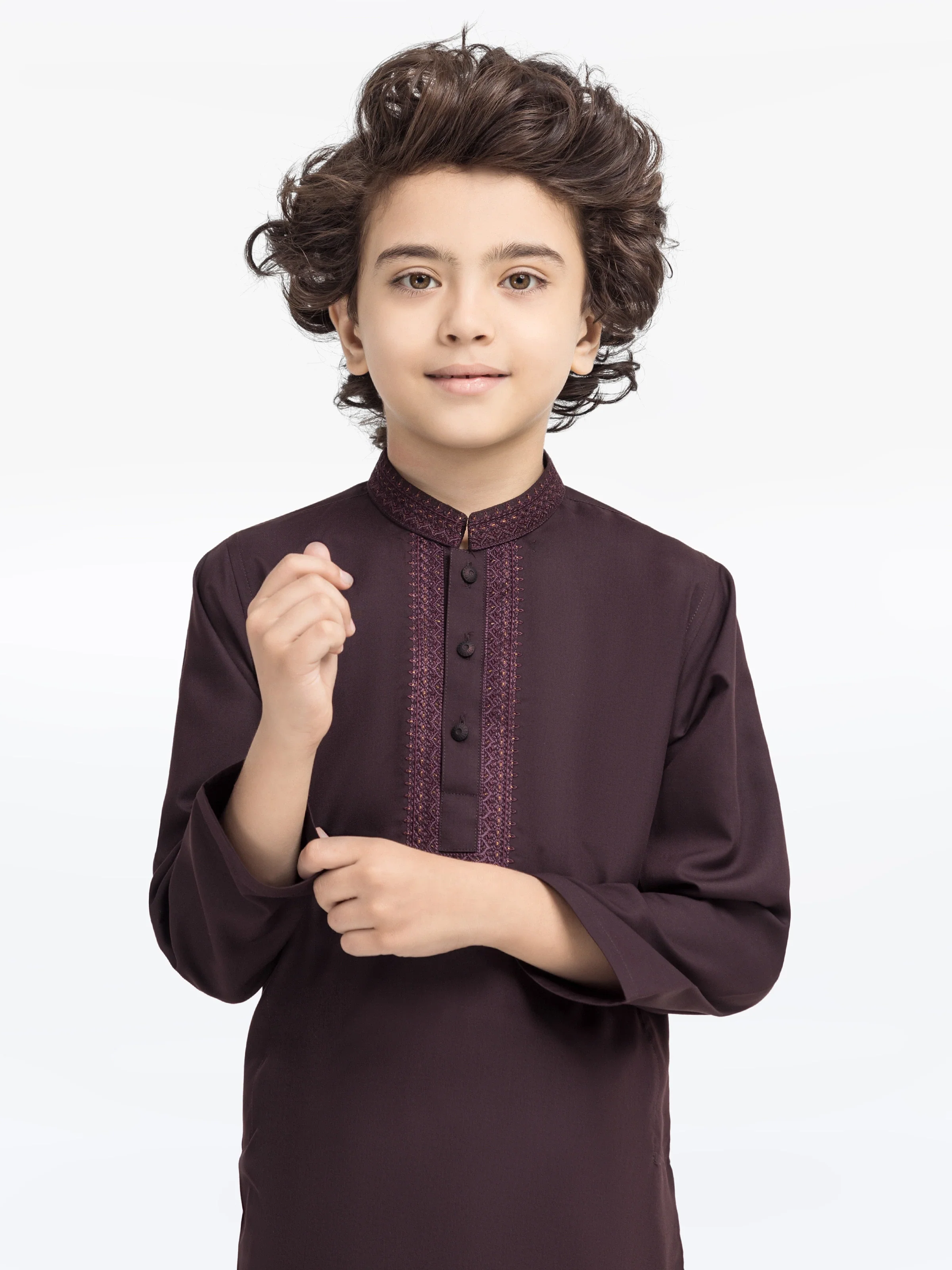 Boy's Maroon Kurta Shalwar - EBTKS5-4016 - Image 2