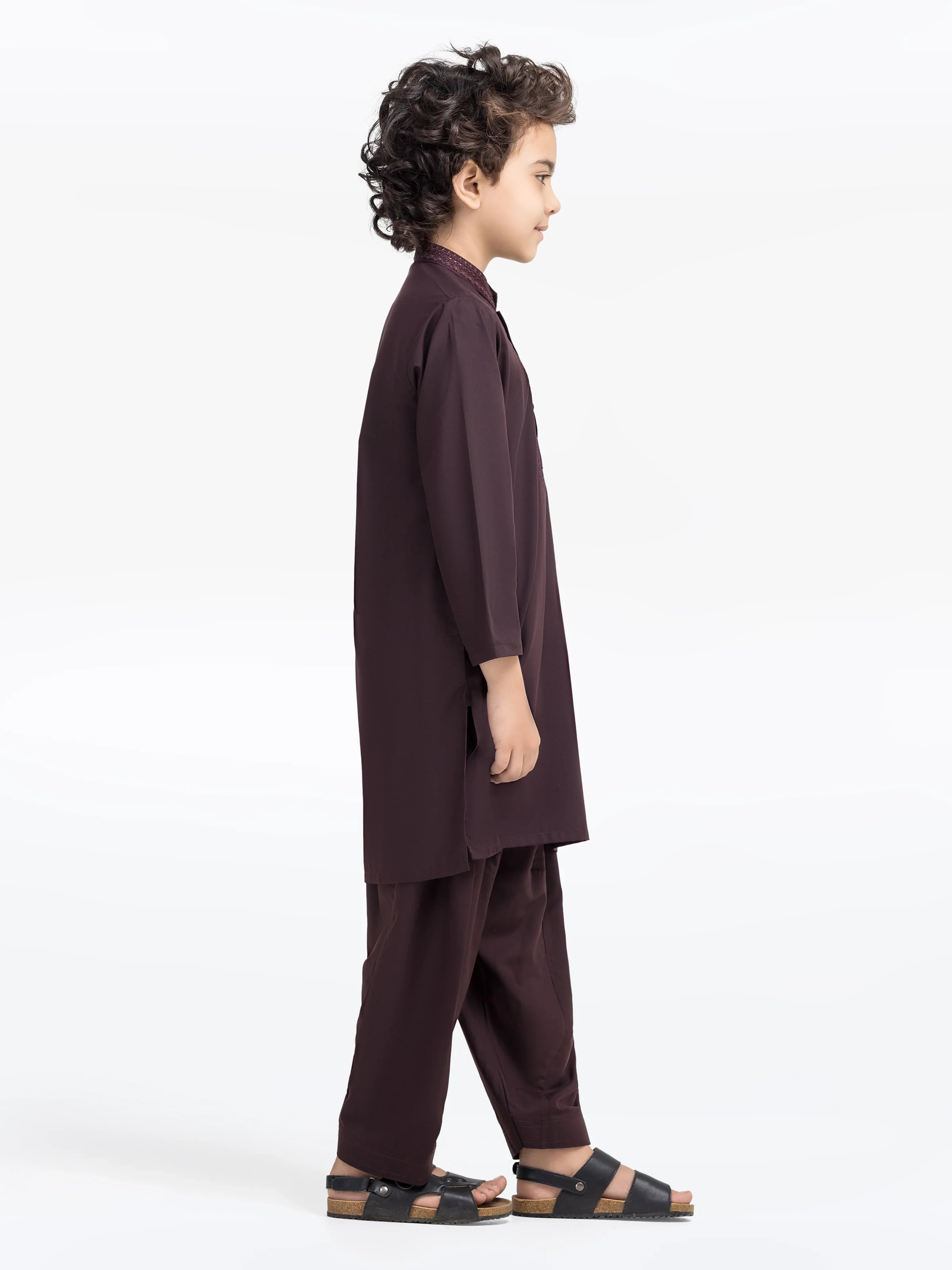 Boy's Maroon Kurta Shalwar - EBTKS5-4016 - Image 4