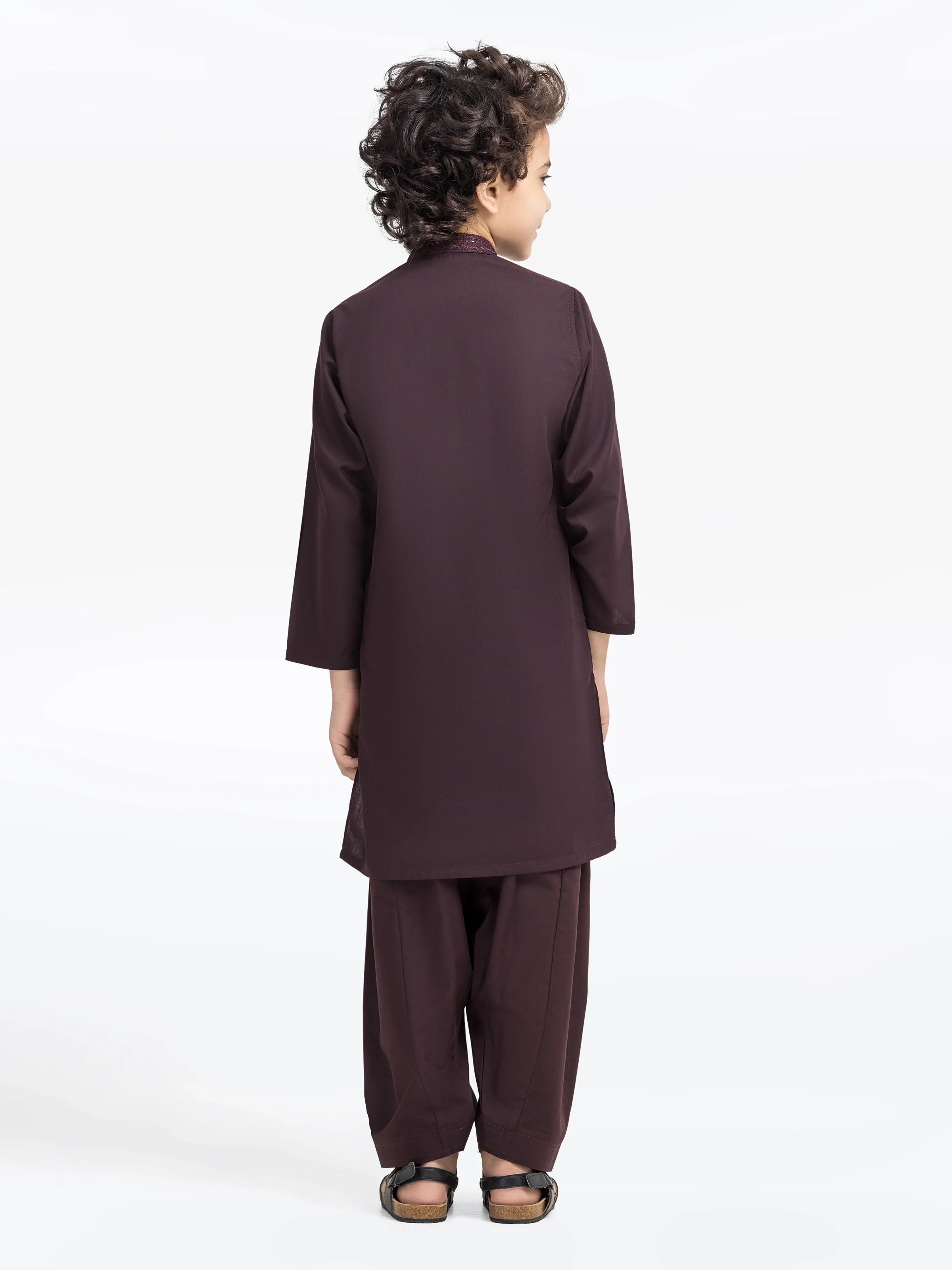 Boy's Maroon Kurta Shalwar - EBTKS5-4016 - Image 5