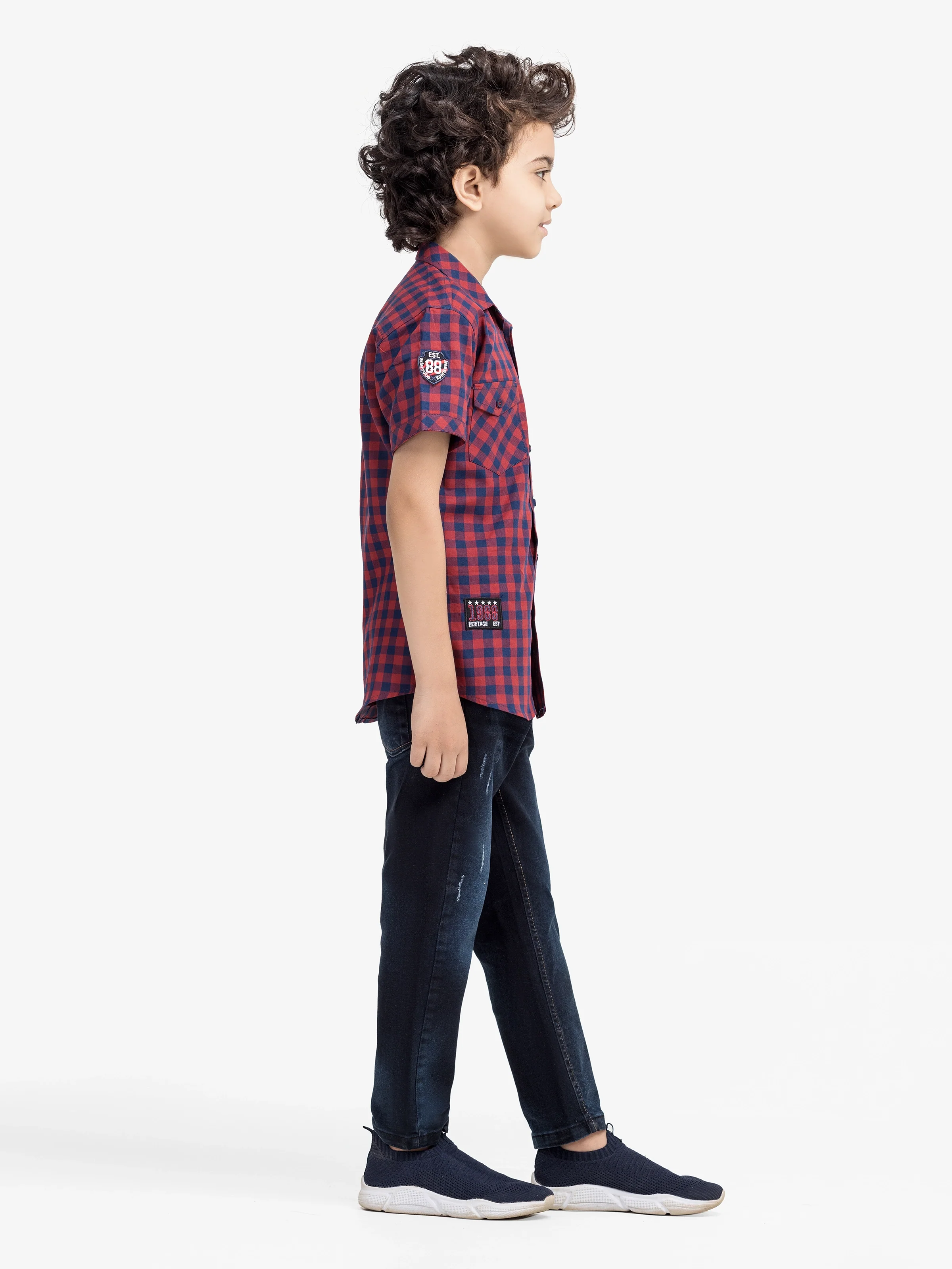 Boy's Maroon & Navy Shirt - EBTS5-27593 - Image 4
