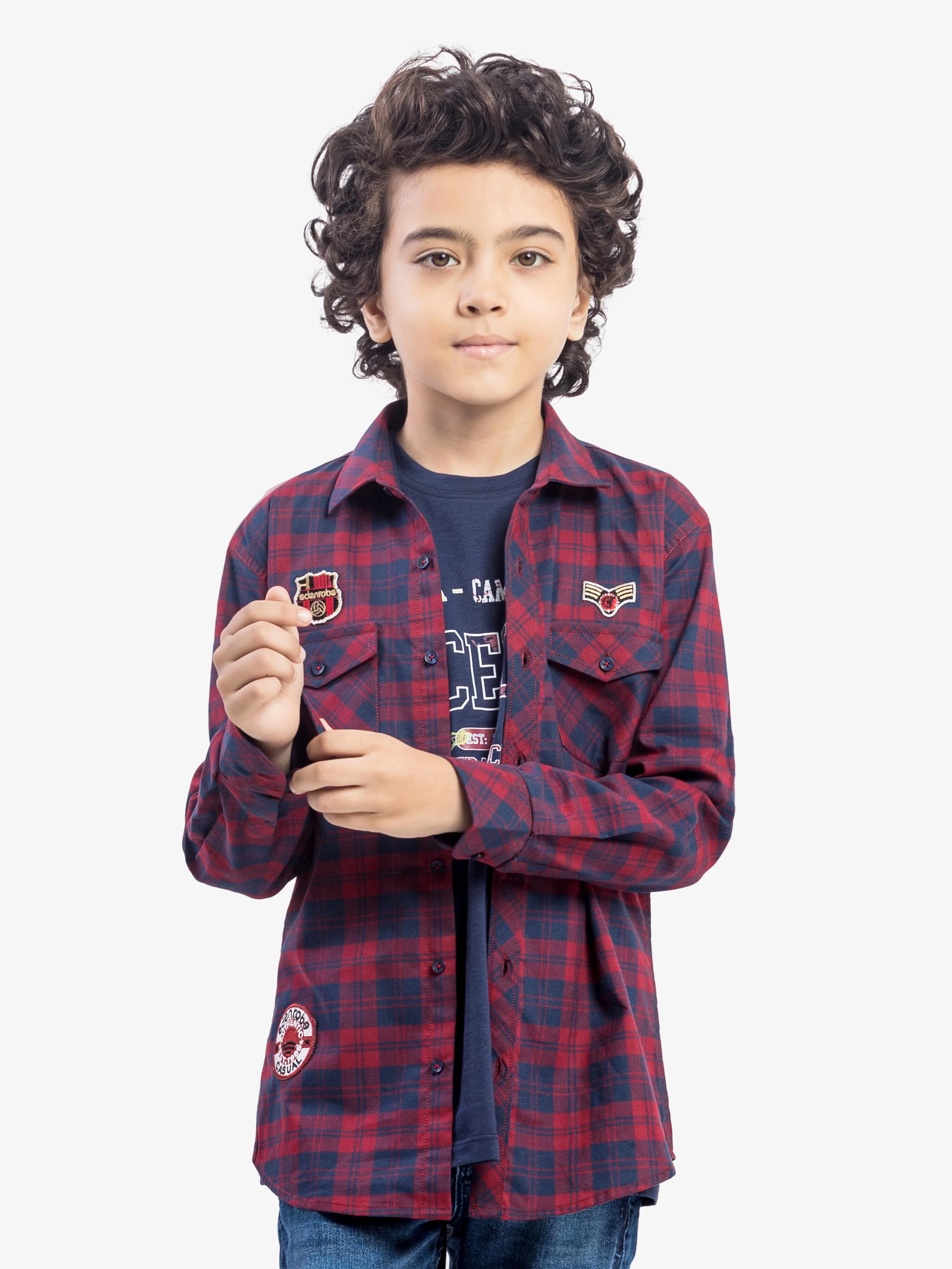 Boy's Maroon & Navy Shirt - EBTSF5-27656-2P