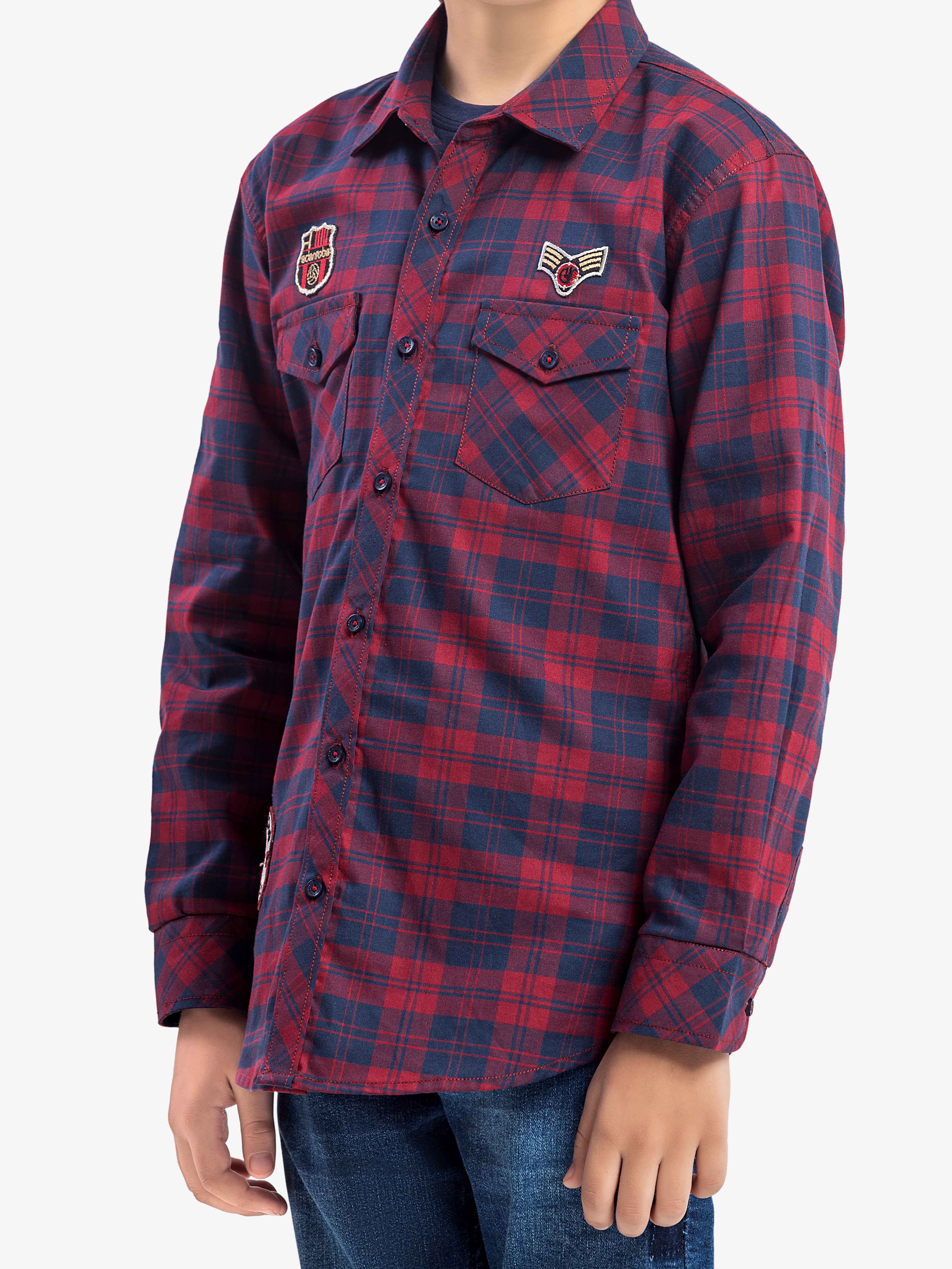 Boy's Maroon & Navy Shirt - EBTSF5-27656-2P - Image 3