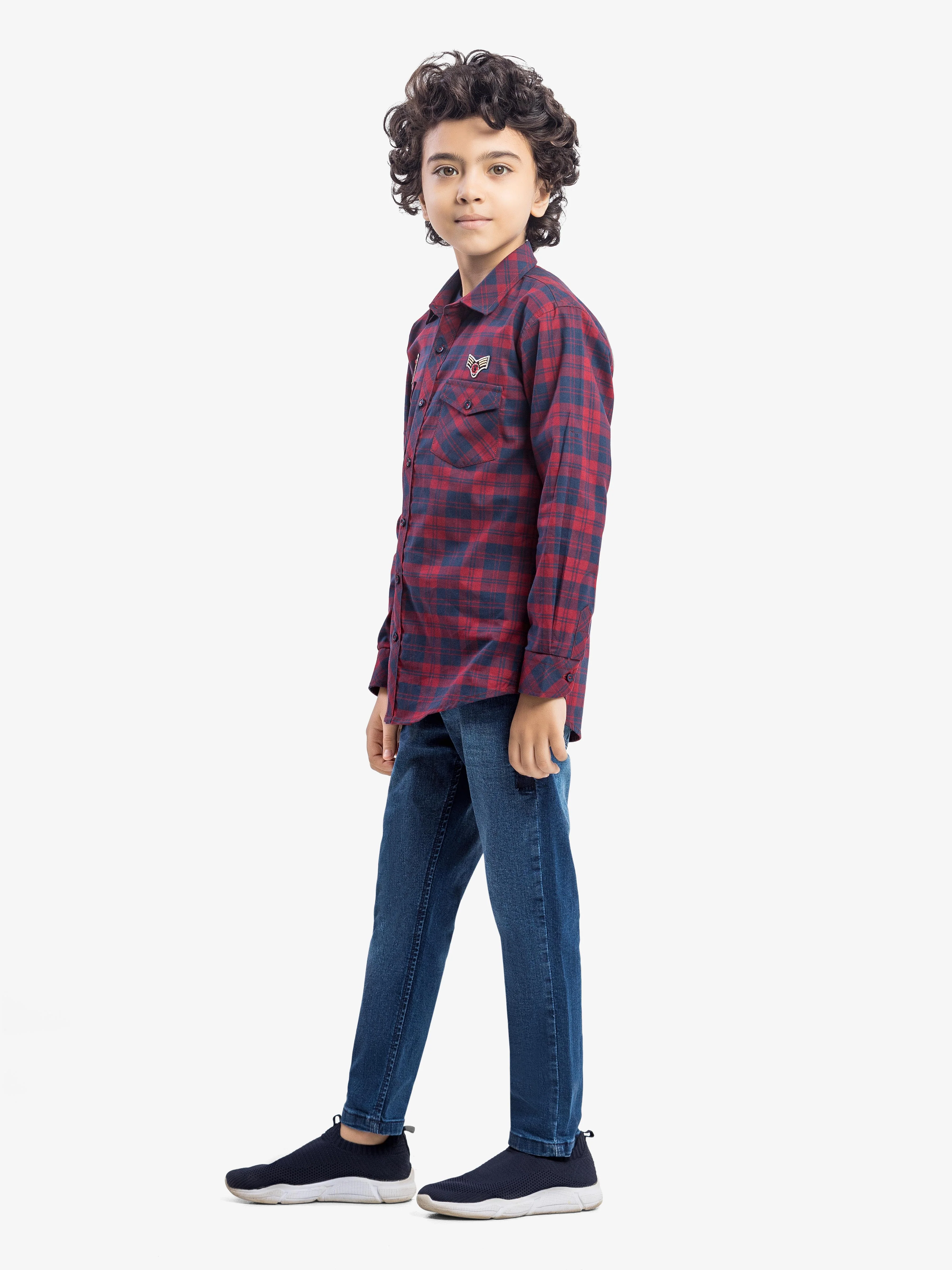 Boy's Maroon & Navy Shirt - EBTSF5-27656-2P - Image 4