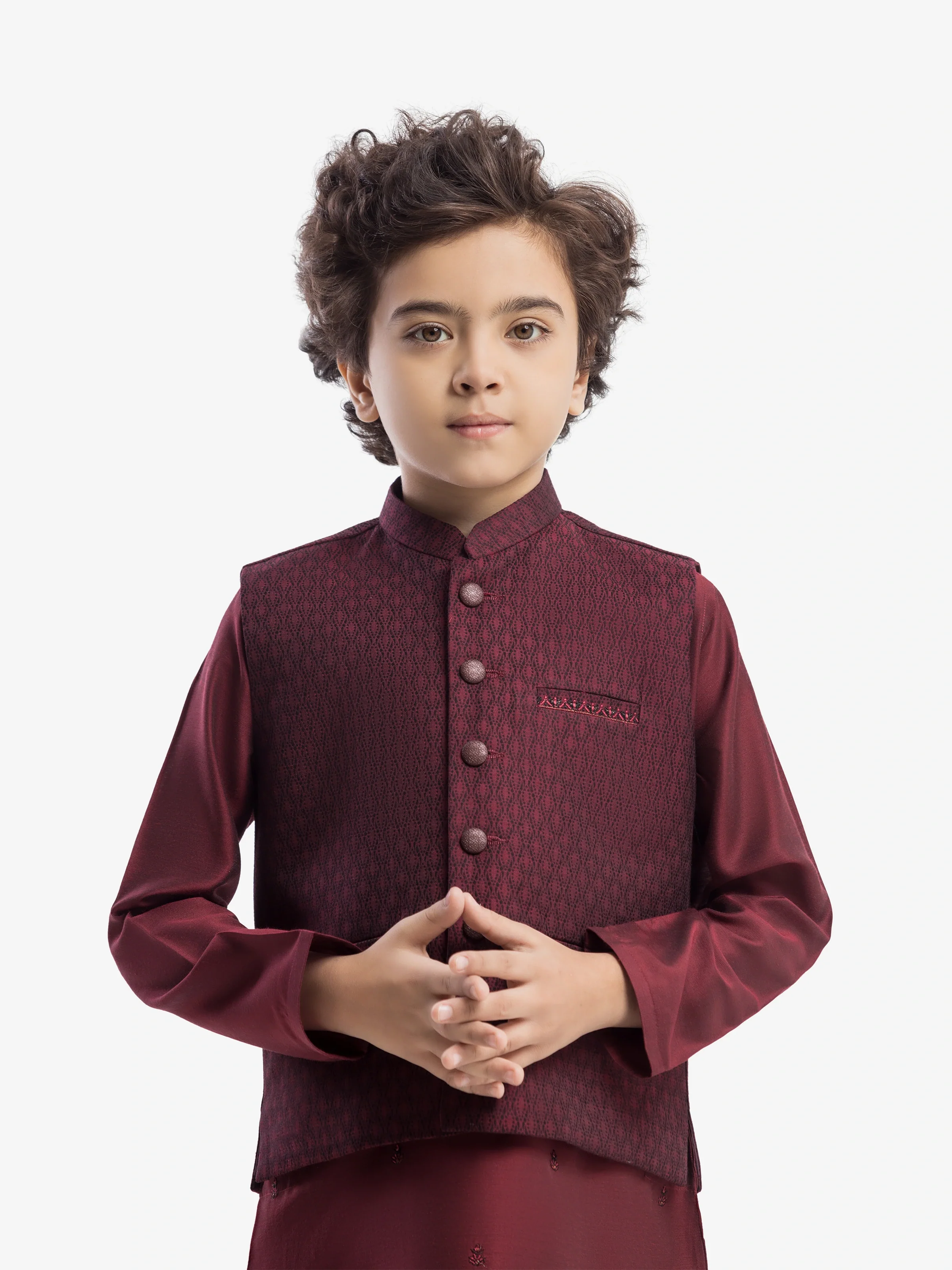 Boy's Maroon Waist Coat Suit - EBTWCSC5-033 - Image 2