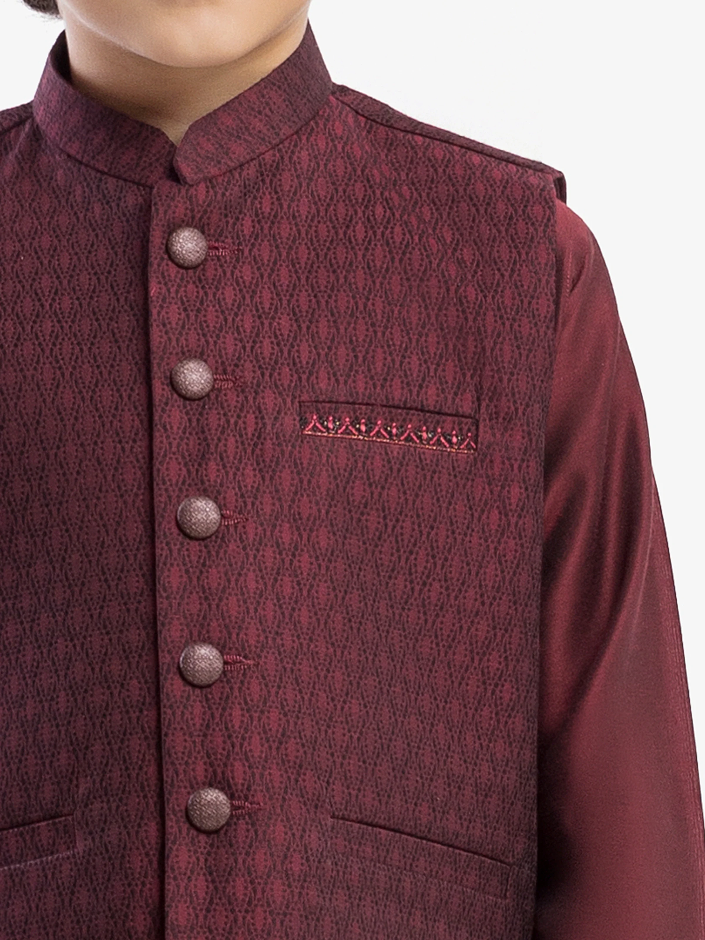 Boy's Maroon Waist Coat Suit - EBTWCSC5-033 - Image 3