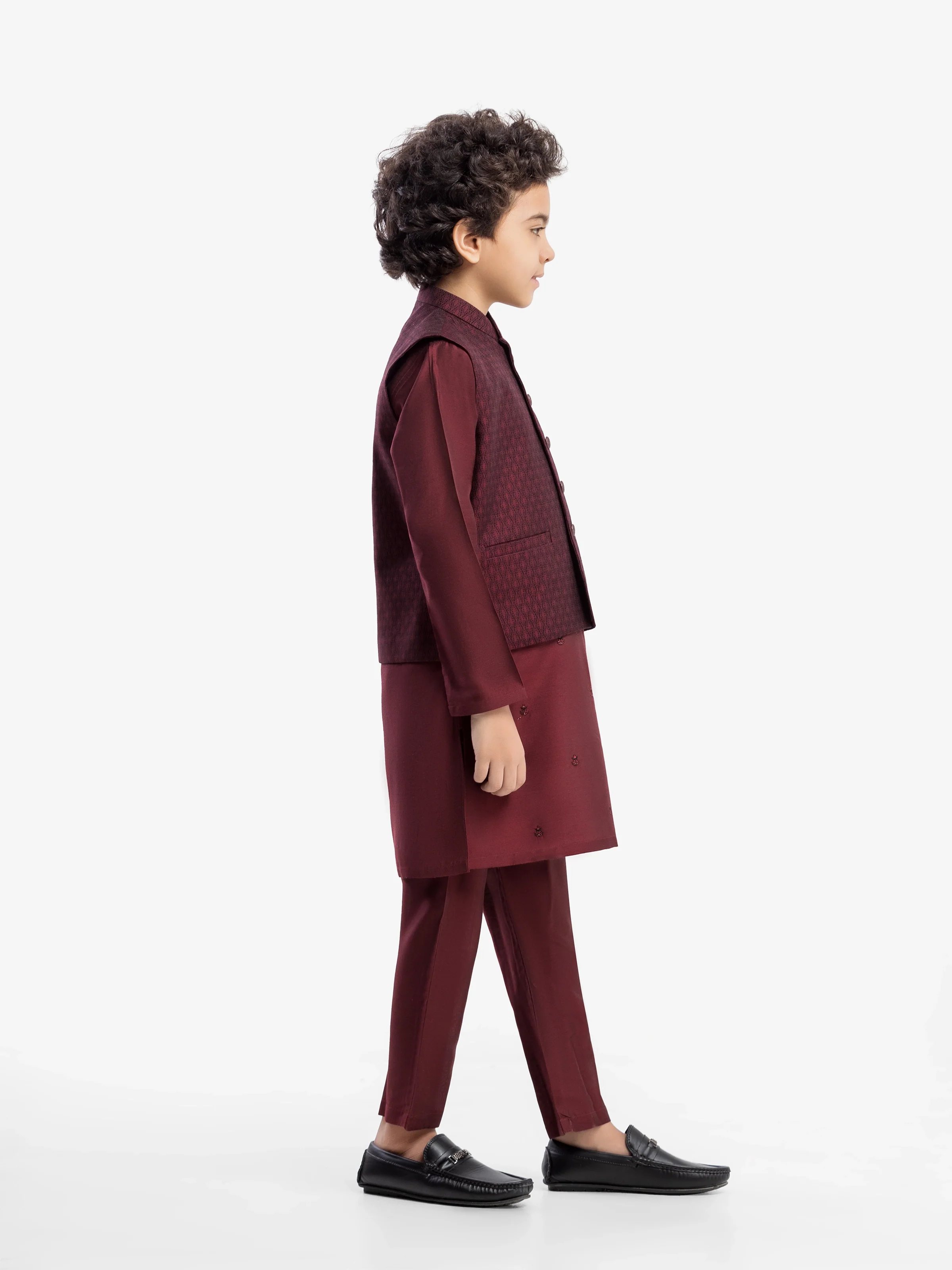 Boy's Maroon Waist Coat Suit - EBTWCSC5-033 - Image 4