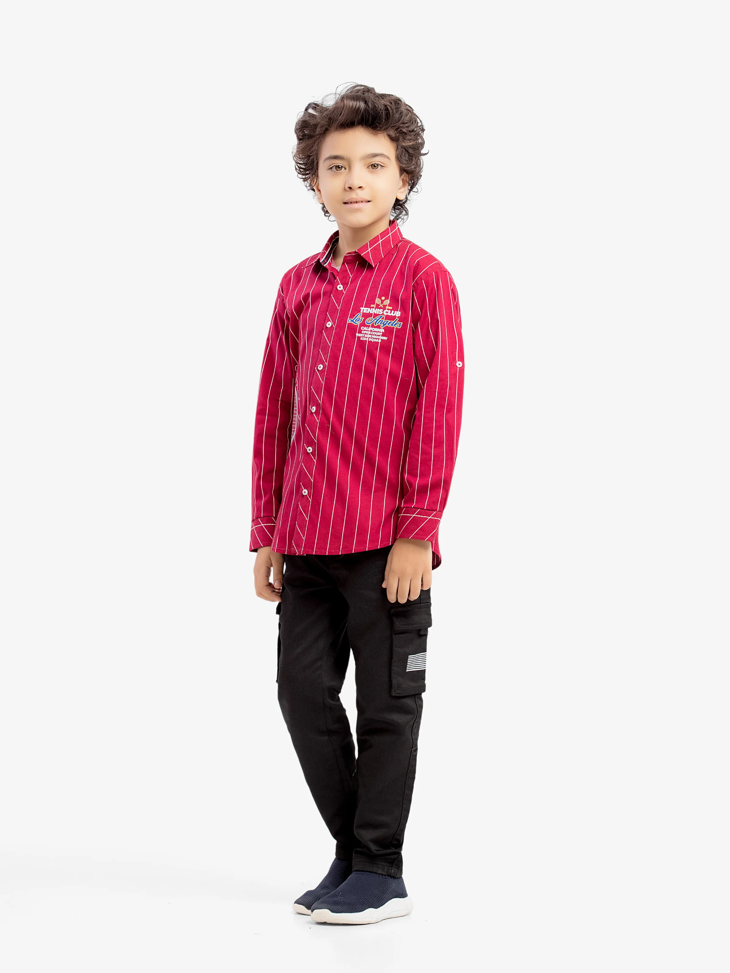 Boy's Maroon Shirt & White T-shirt - EBTSF5-27650-2P - Image 4
