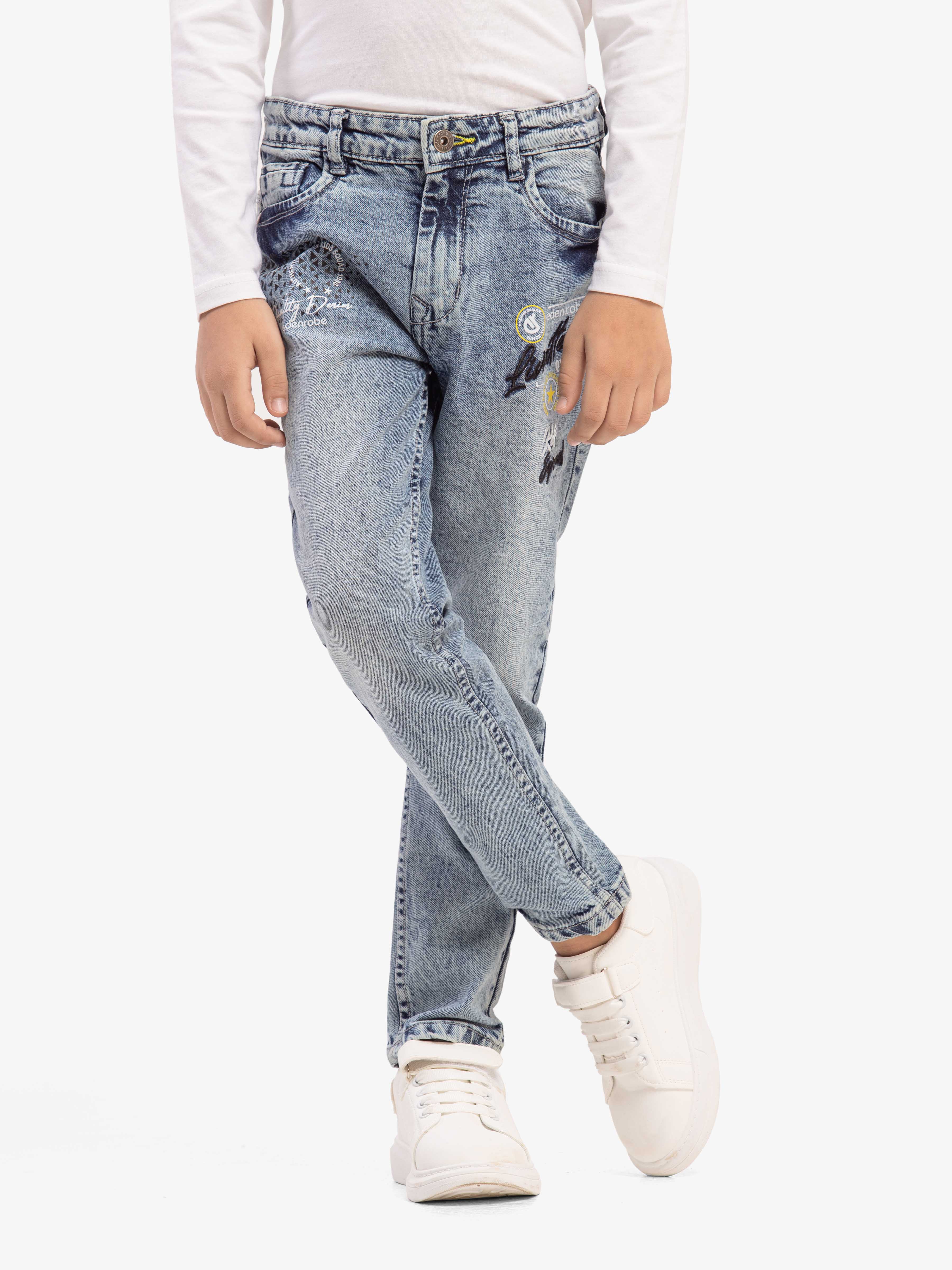 Boy's Mid Blue Denim Pant - EBBDP5-041