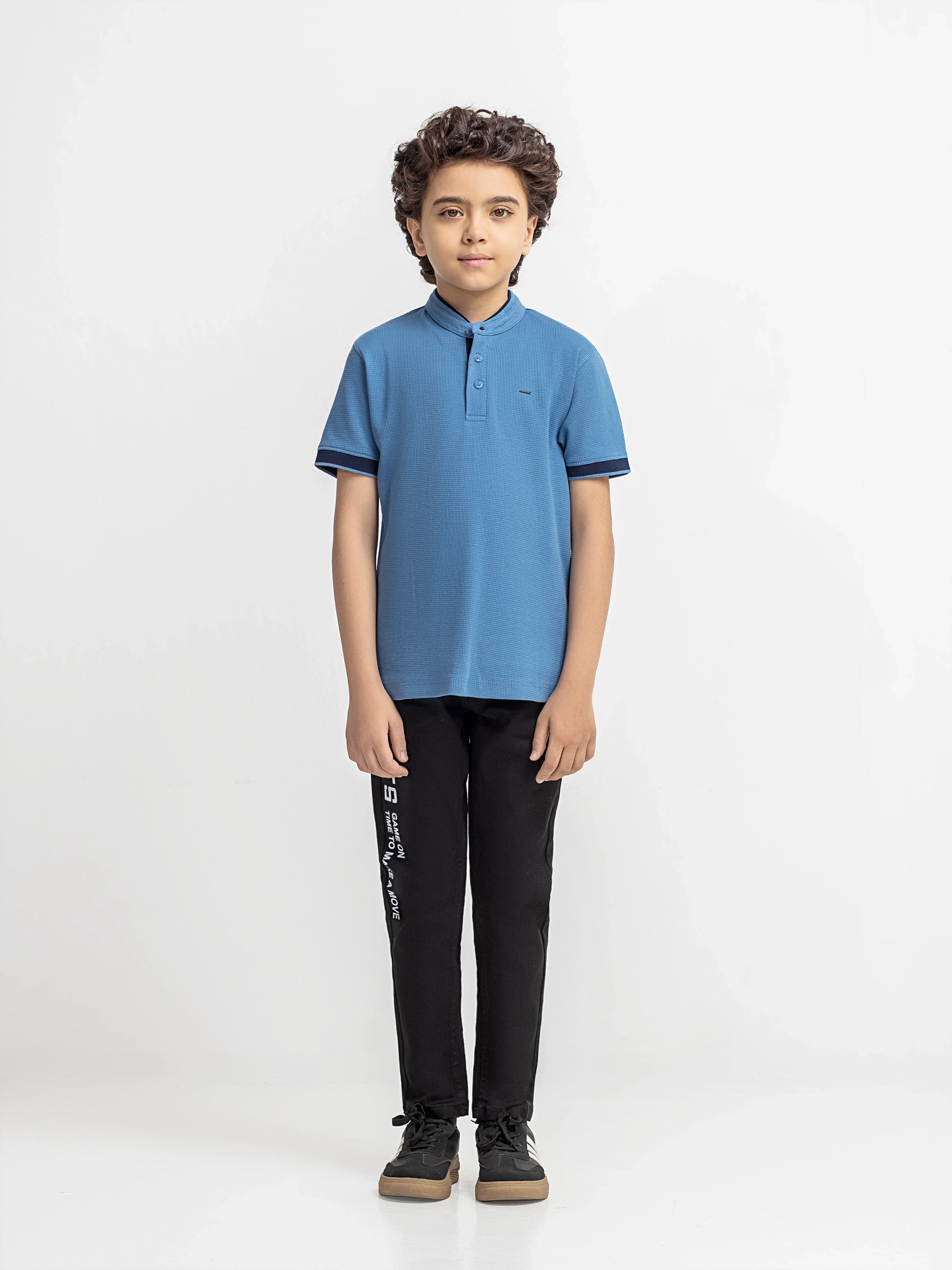 Boy's Mid Blue Polo Shirt - EBTPS6-044 - Image 2