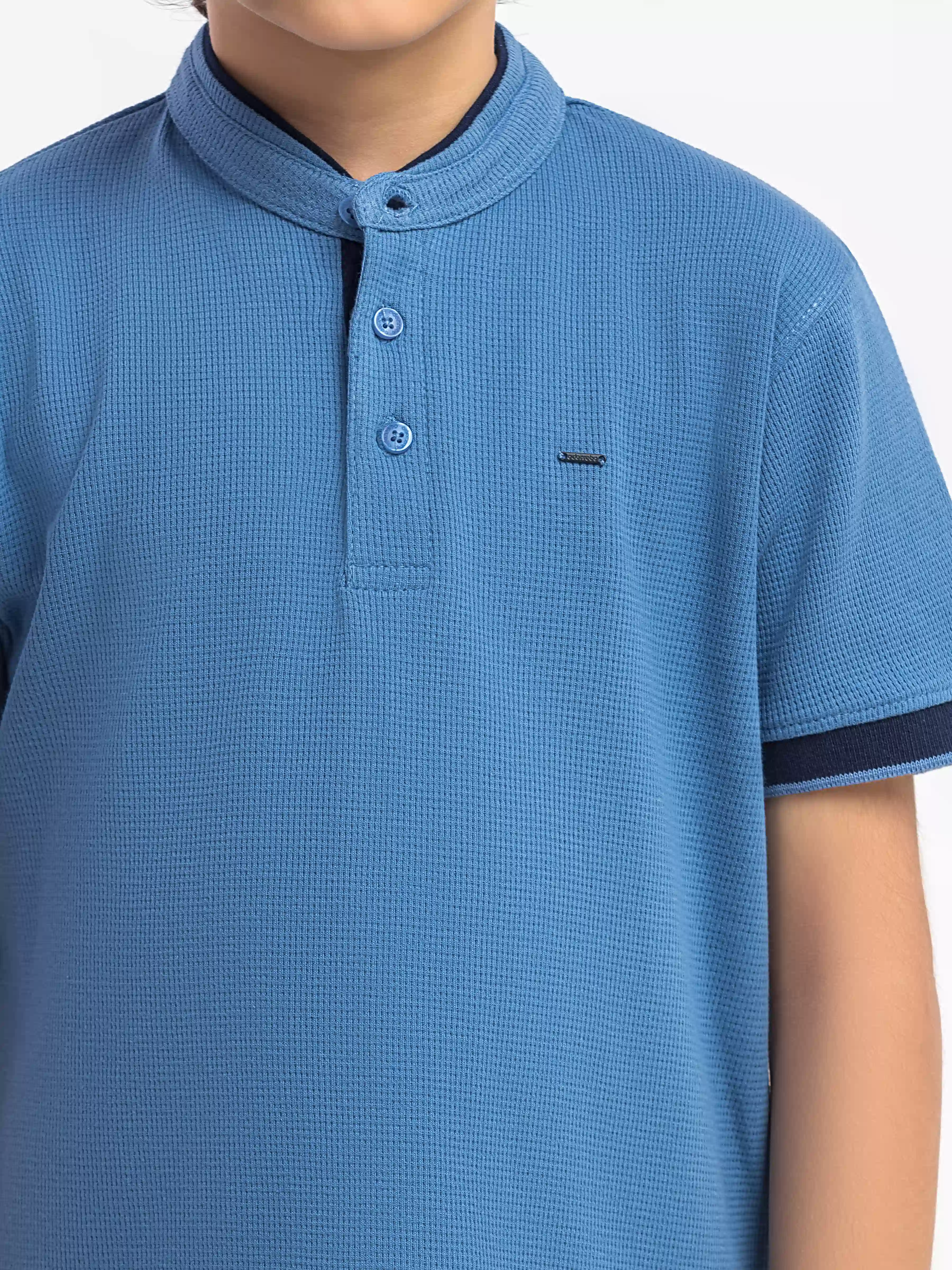 Boy's Mid Blue Polo Shirt - EBTPS6-044 - Image 3