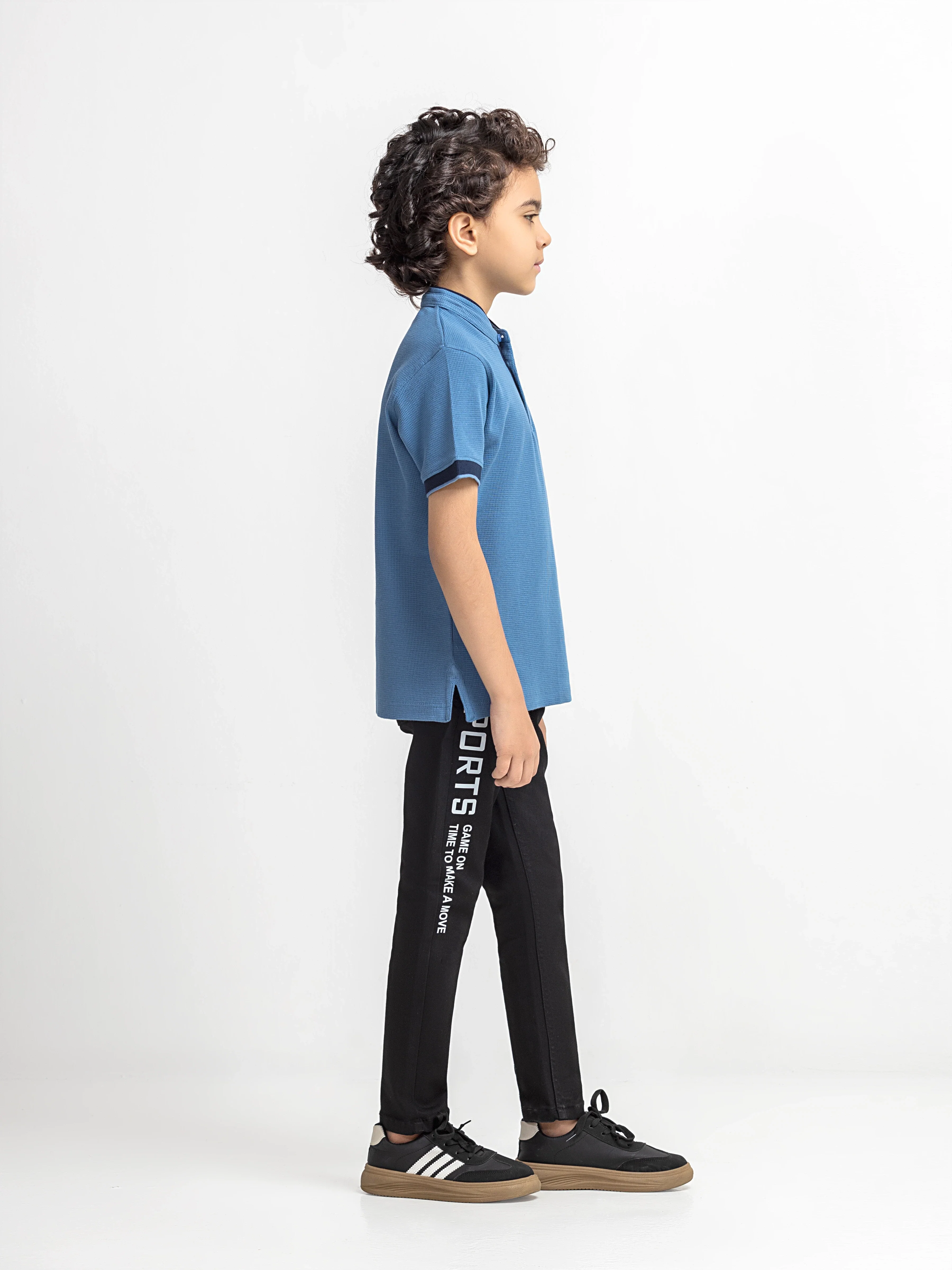 Boy's Mid Blue Polo Shirt - EBTPS6-044 - Image 4