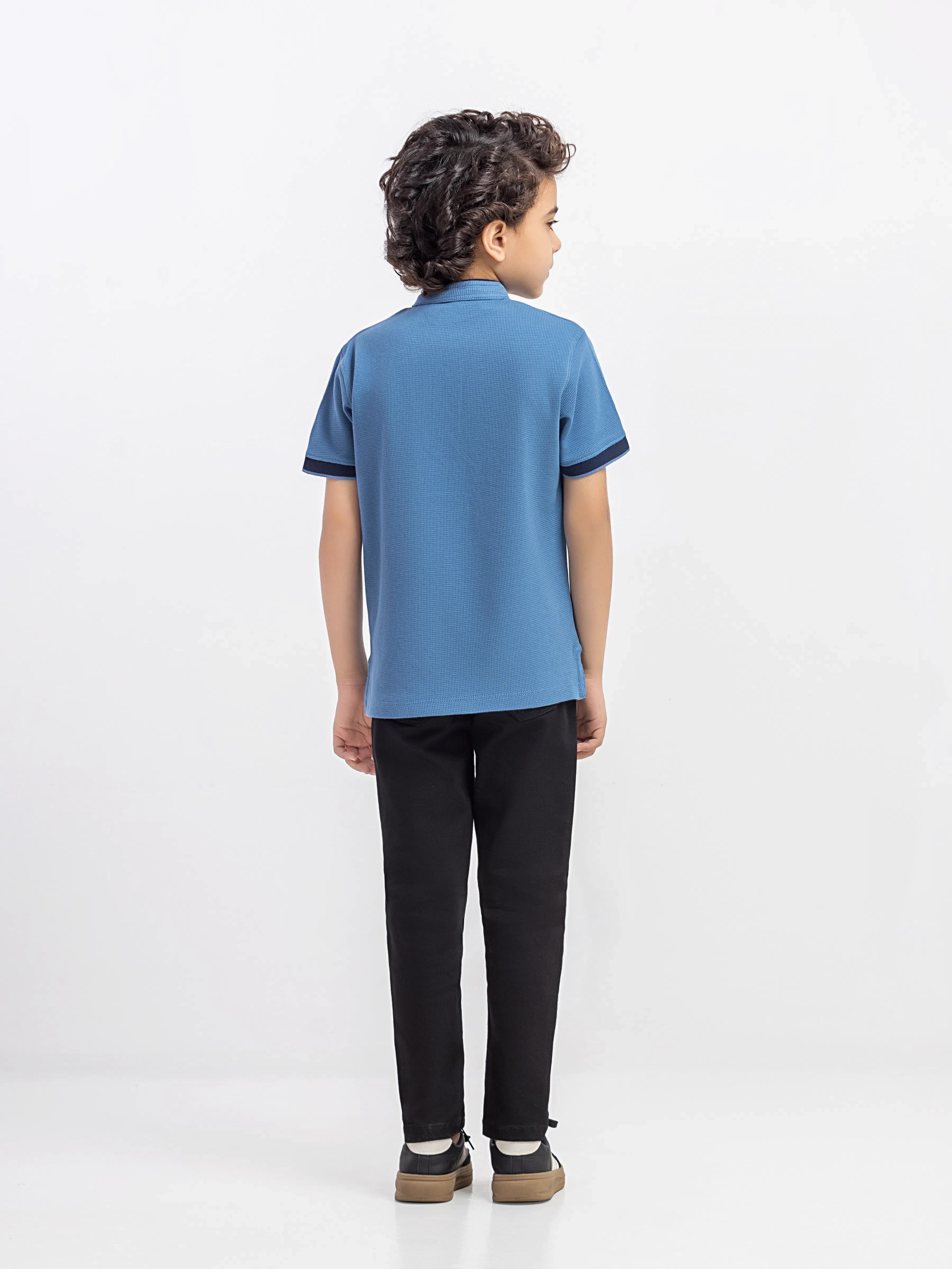 Boy's Mid Blue Polo Shirt - EBTPS6-044 - Image 5