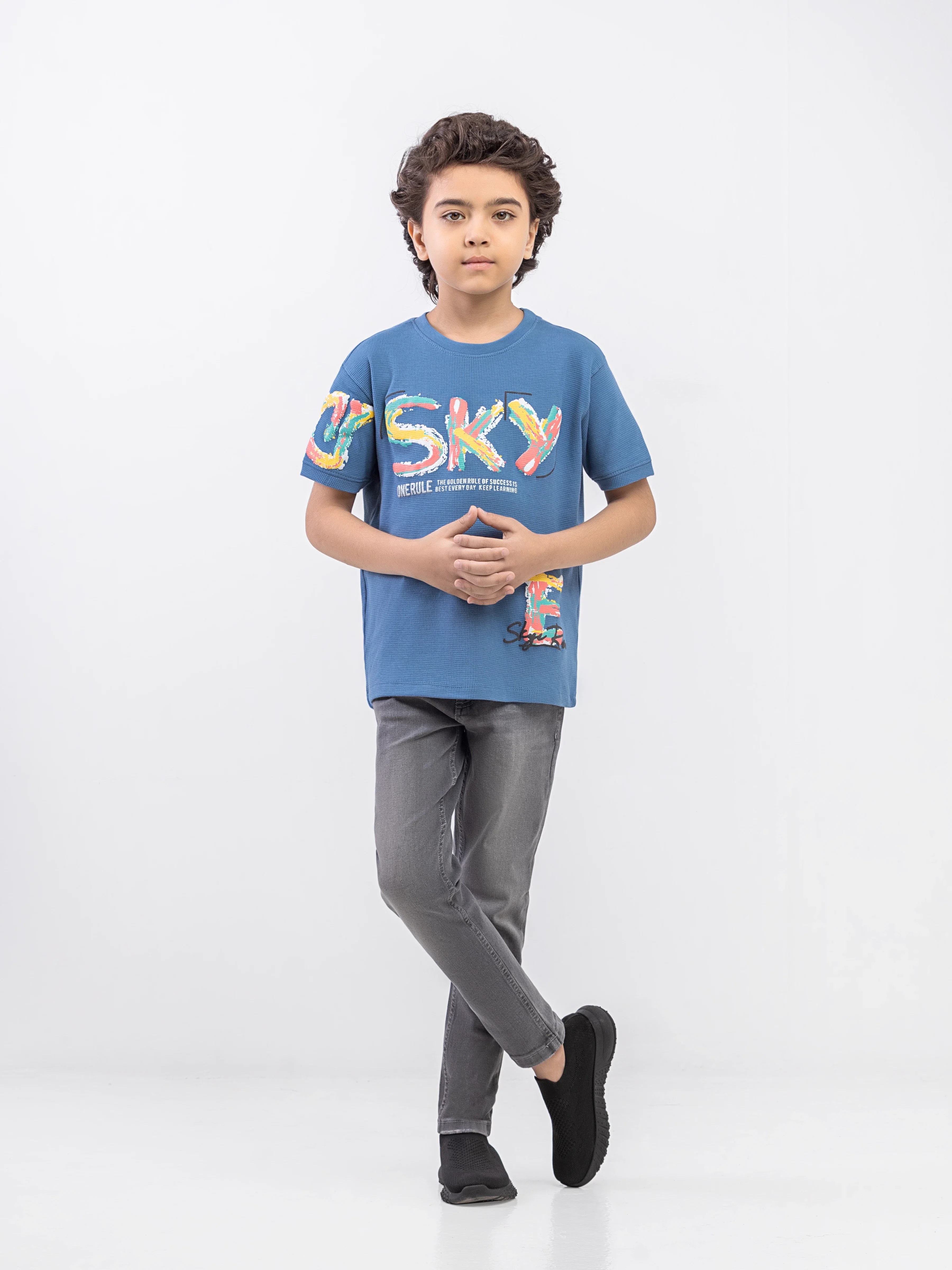 Boy's Mid Blue T-Shirt - EBTTS6-016 - Image 2