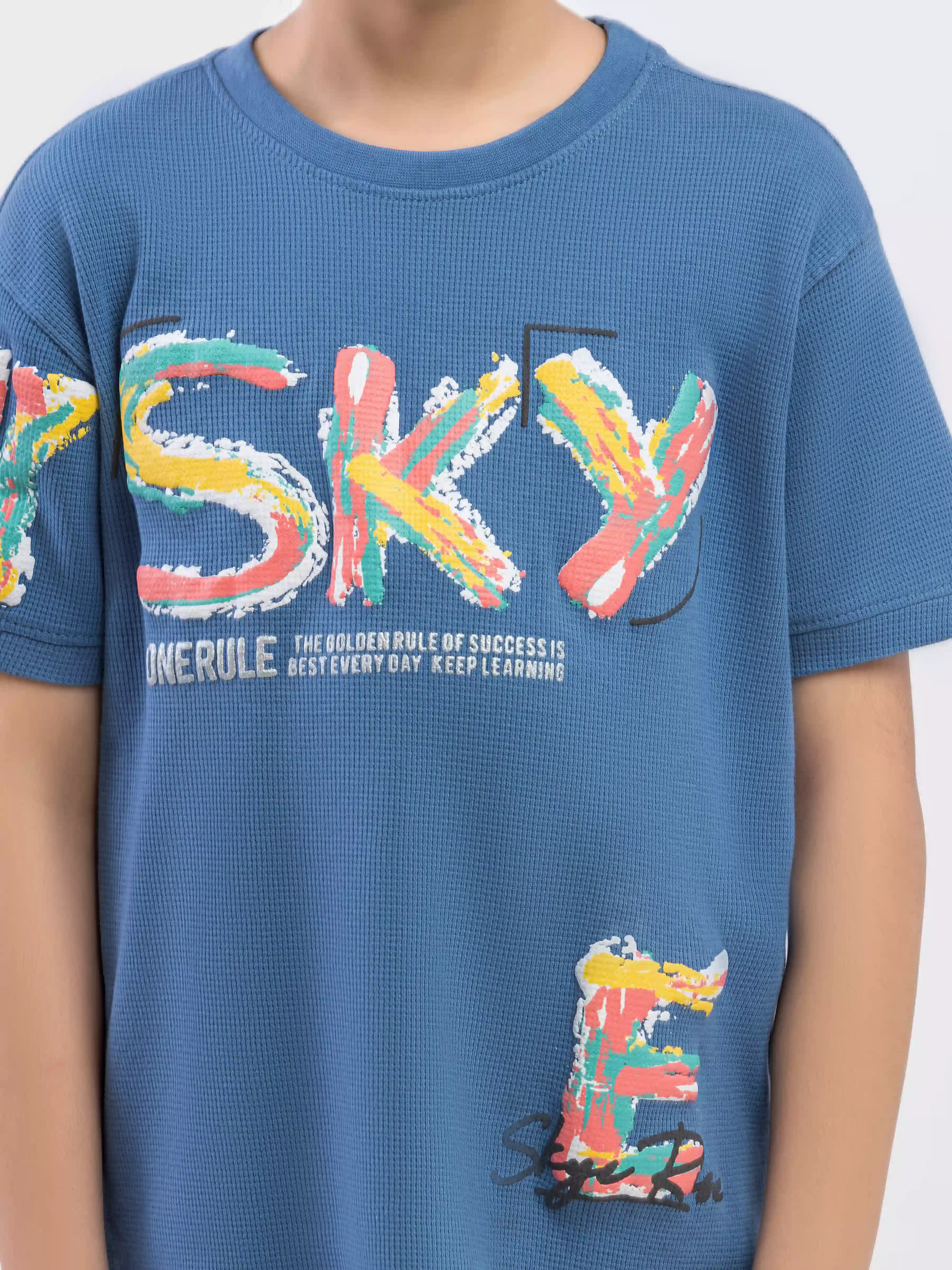 Boy's Mid Blue T-Shirt - EBTTS6-016 - Image 3