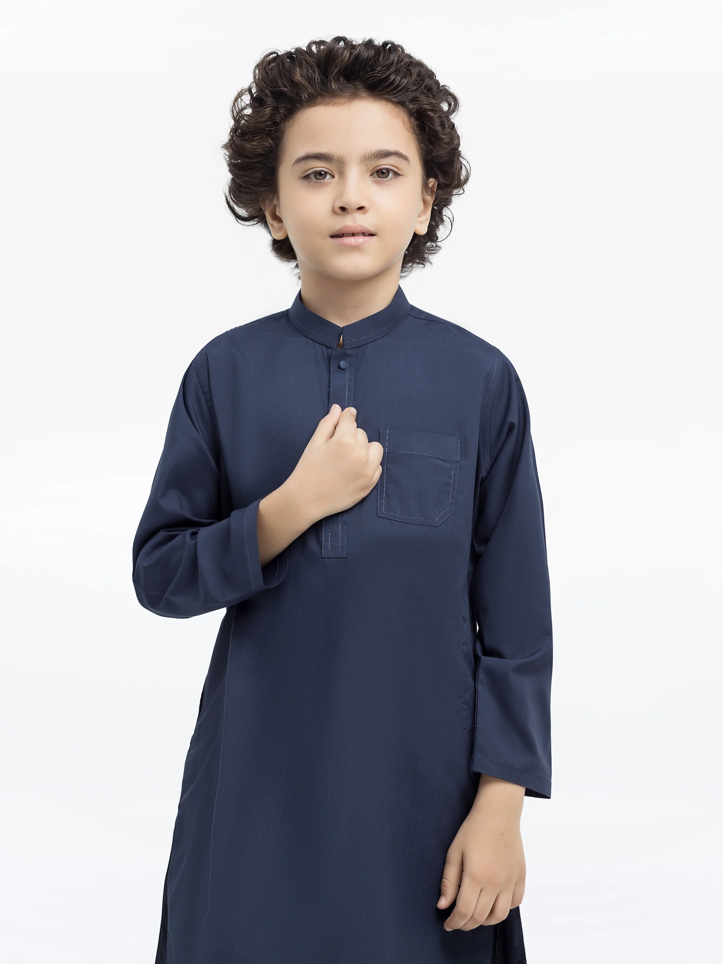 Boy's Mid Night Blue Kurta Pajama - EBTKP24-009 - Image 2