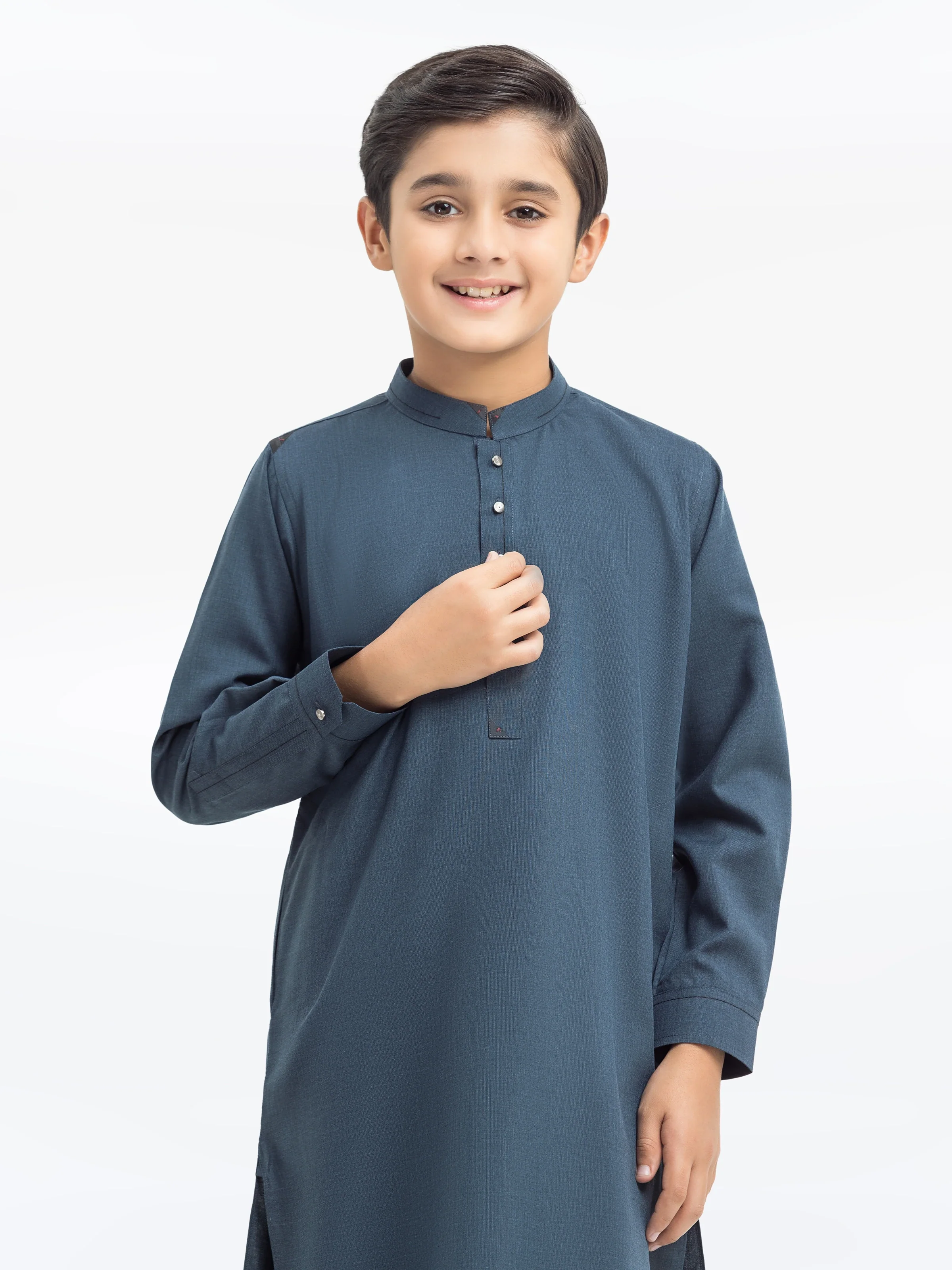 Boy's Mid Night Blue Kurta Shalwar - EBTKS5-4019 - Image 2