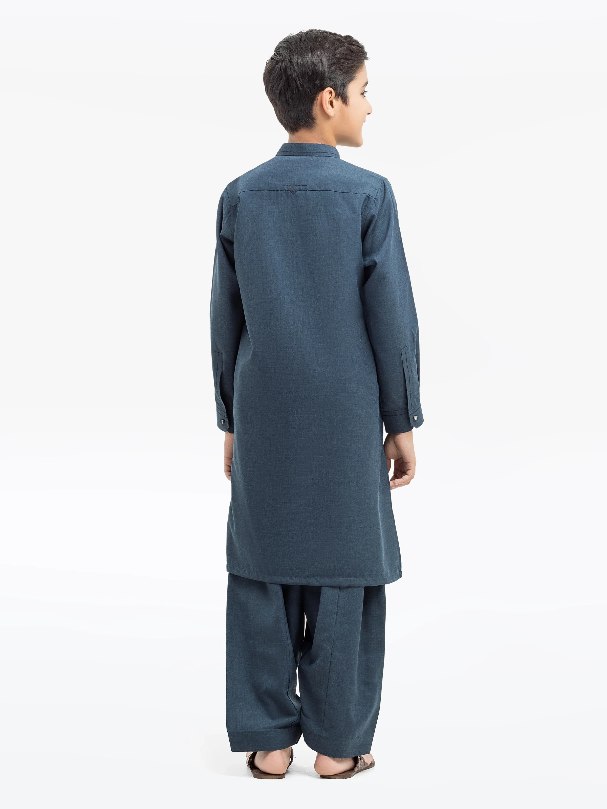 Boy's Mid Night Blue Kurta Shalwar - EBTKS5-4019 - Image 5