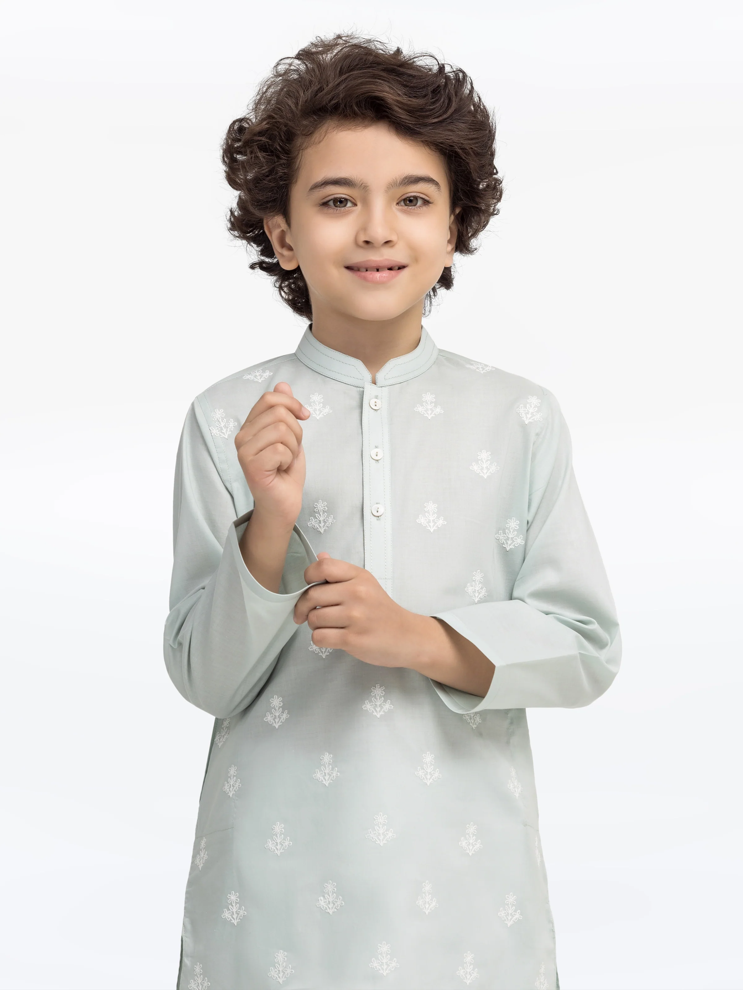 Boy's Mist Green Kurta - EBTK25-3994 - Image 2
