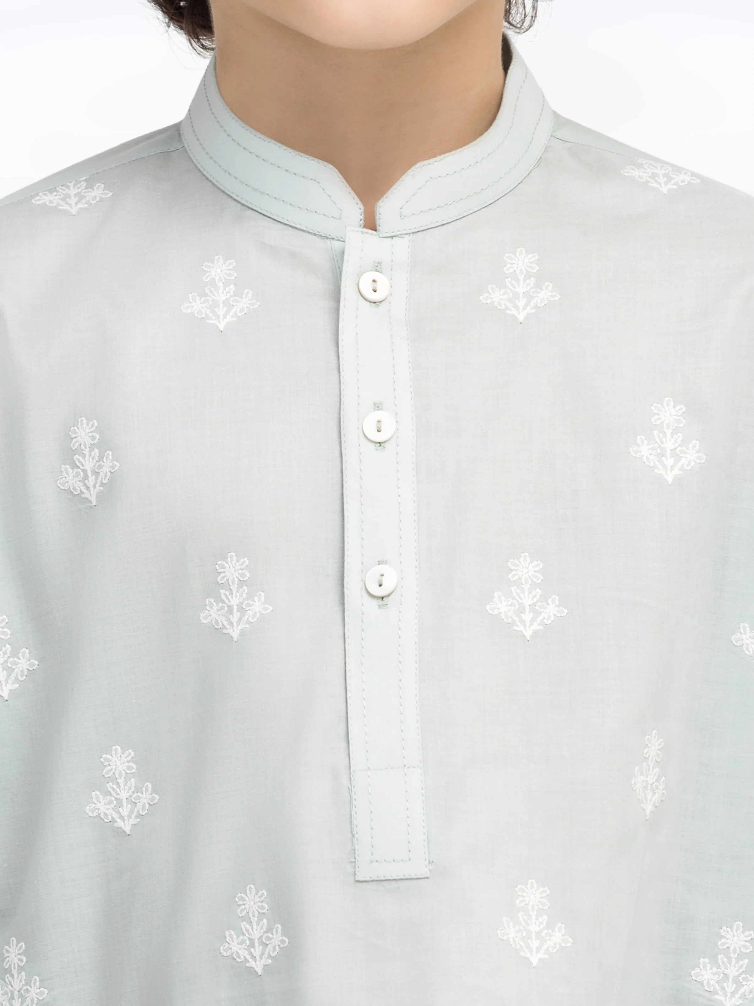 Boy's Mist Green Kurta - EBTK25-3994 - Image 3