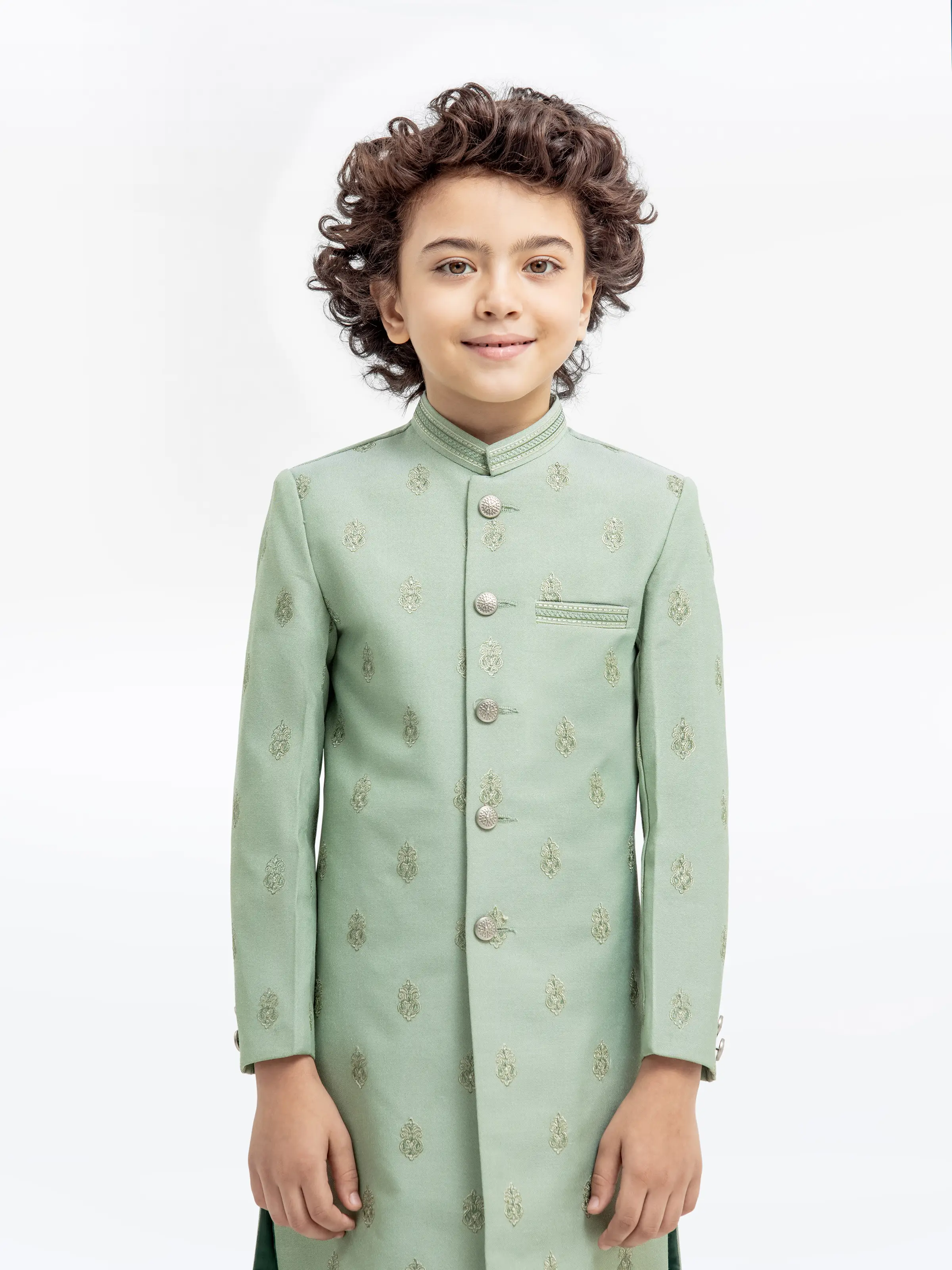 Boy's Mist Green Sherwani - EBTS5-34028 - Image 2