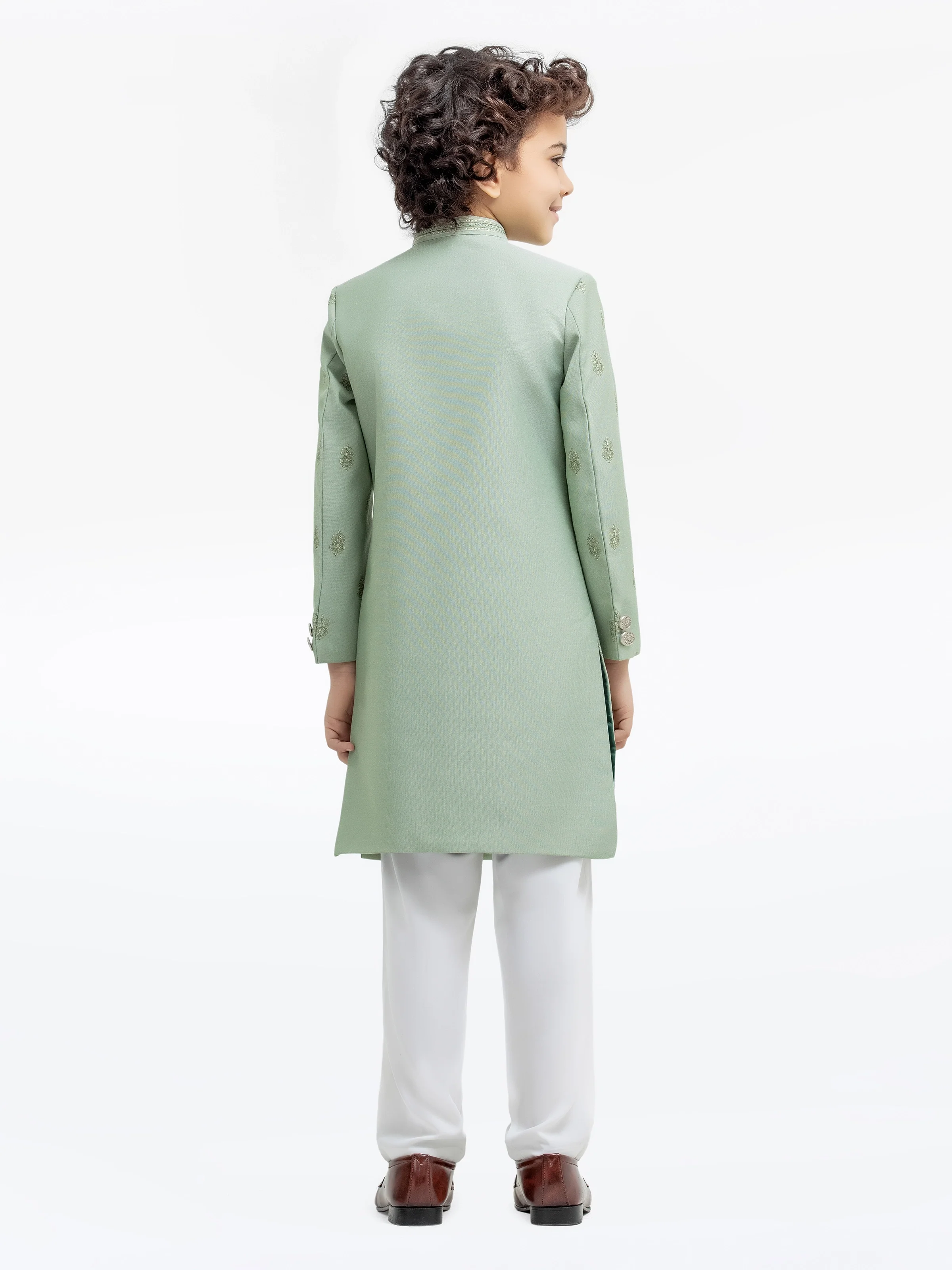 Boy's Mist Green Sherwani - EBTS5-34028 - Image 5