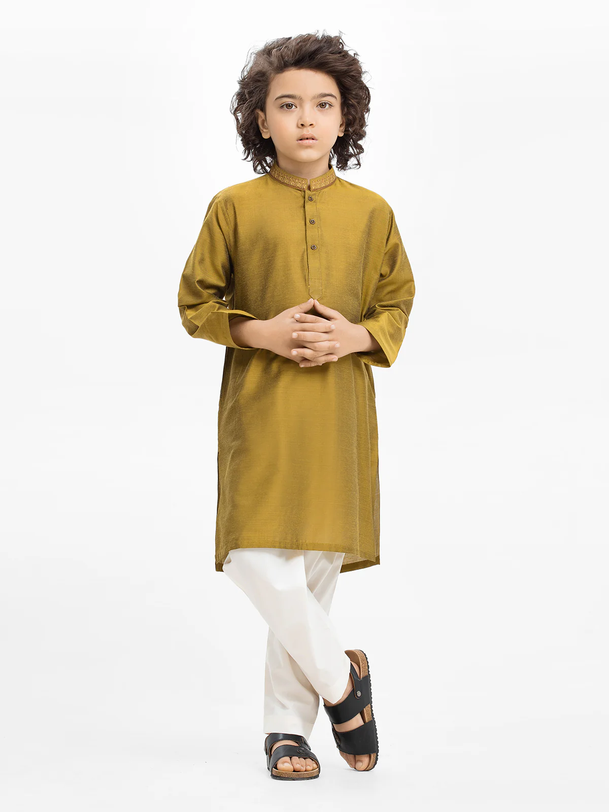 Boy's Moss Green Kurta - EBTKC24-019
