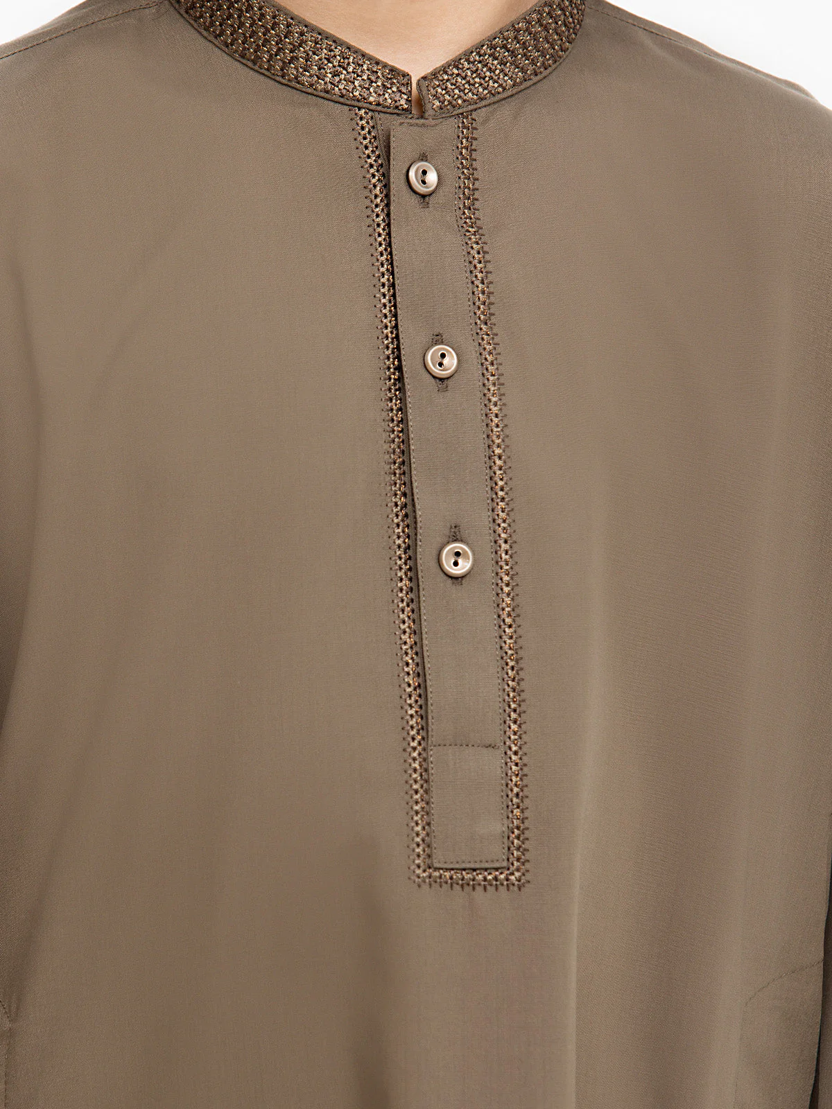 Boy's Mud Green Kurta Shalwar - EBTKS24-3948 - Image 4